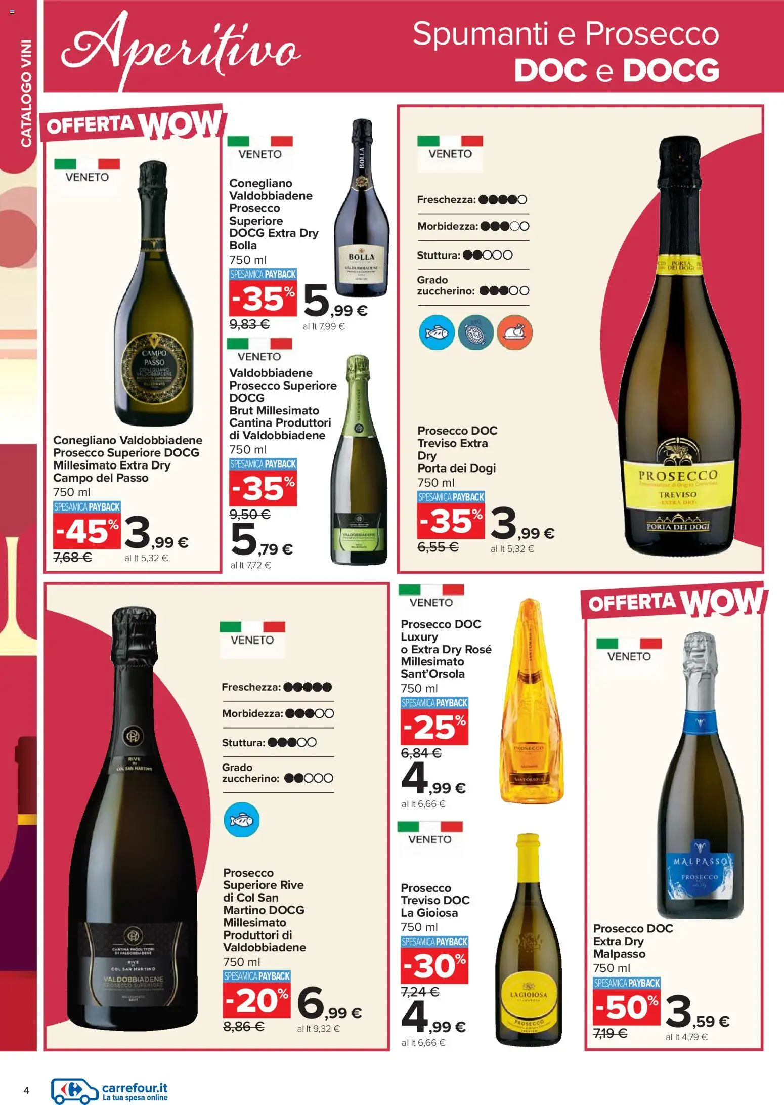 Volantino Carrefour del 17.02.2026 | Pagina: 4 | Prodotti: Prosecco, Aperitivo