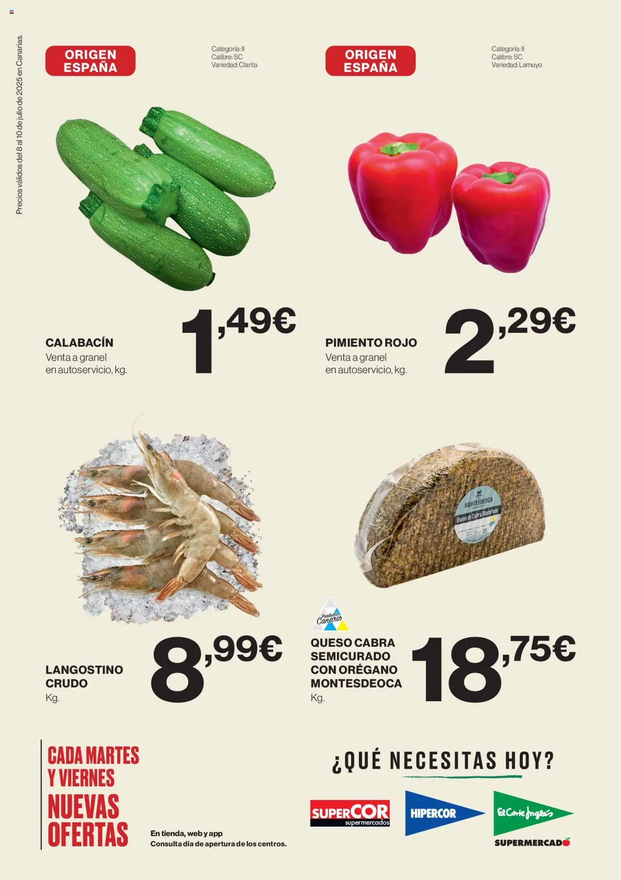 Supercor Canarias │ válido desde el 08.07.2025 | Página: 2 | Productos: Calabacín, Queso, Κάδος απορρυμάτων, Langostino