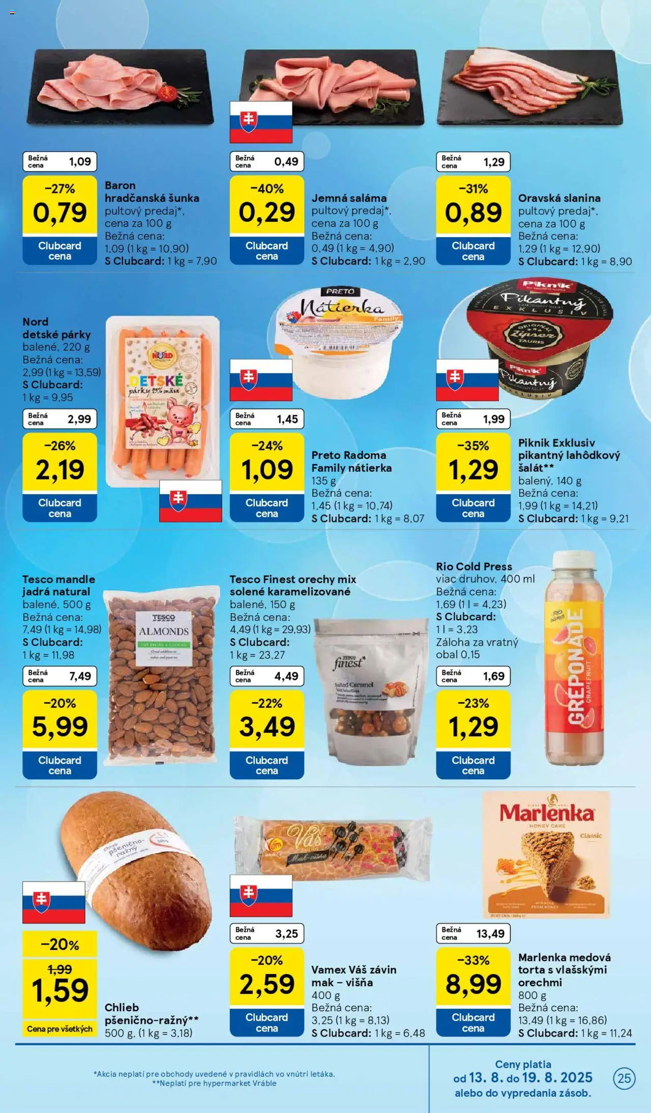 Tesco Hypermarket - leták │ platný od 13.08.2025 | Strana: 25 | Produkty: Závin, Torta, Orechy, Šalát