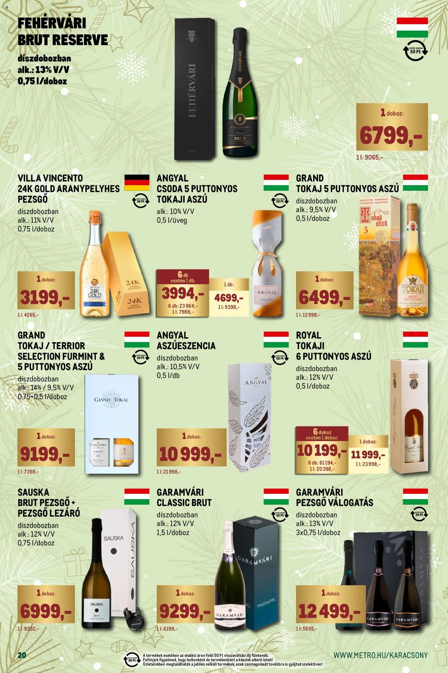 Metro akciós ujság - amely érvényes a következő dátumtól: 01.12.2025 | Oldal: 20 | Termékek: Pezsgő, Doboz, Só