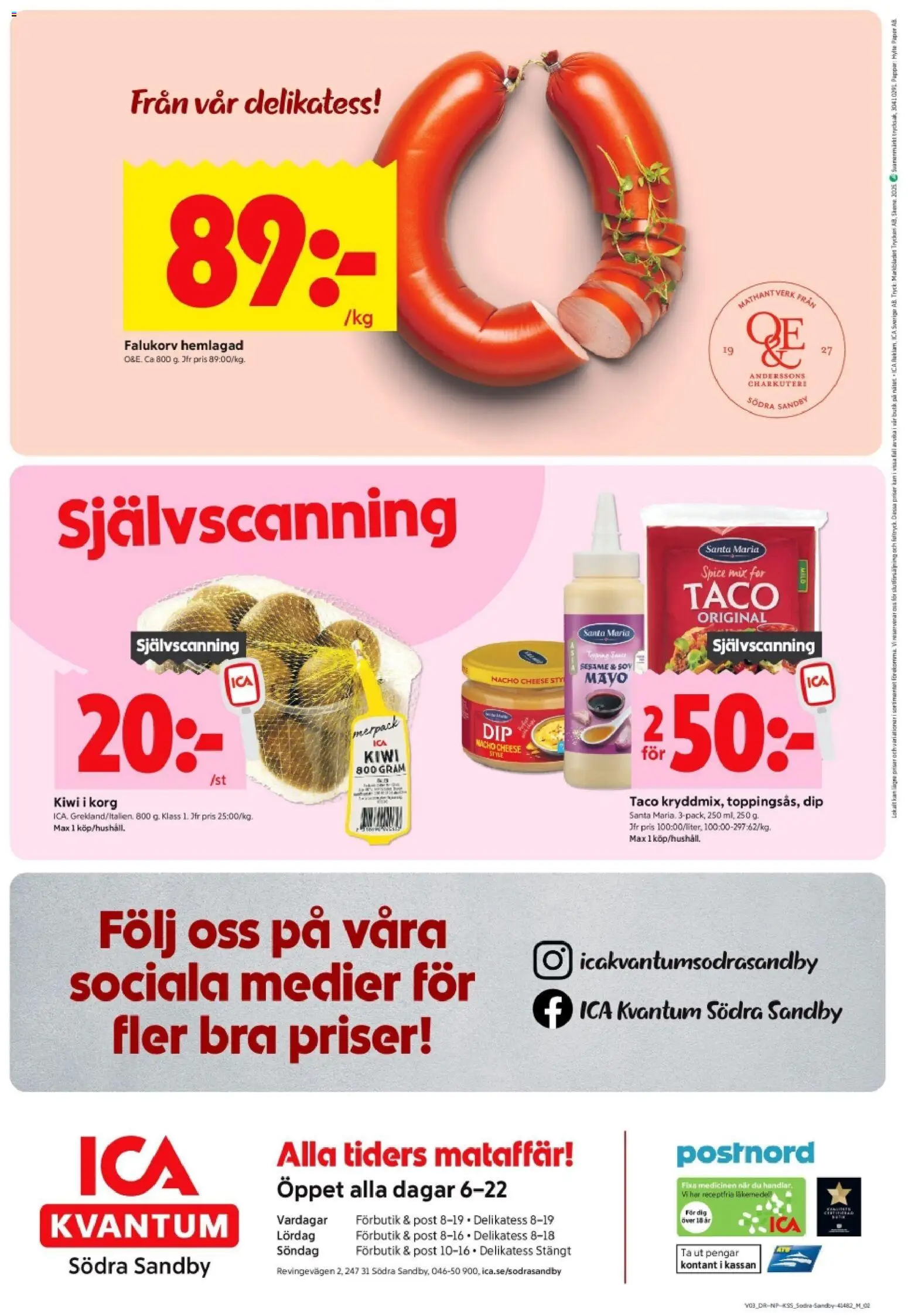 ICA Kvantum reklamblad aktuell från 12.01.2026 | Sida: 12 | Produkter: Falukorv, Korg, Papper, Kiwi