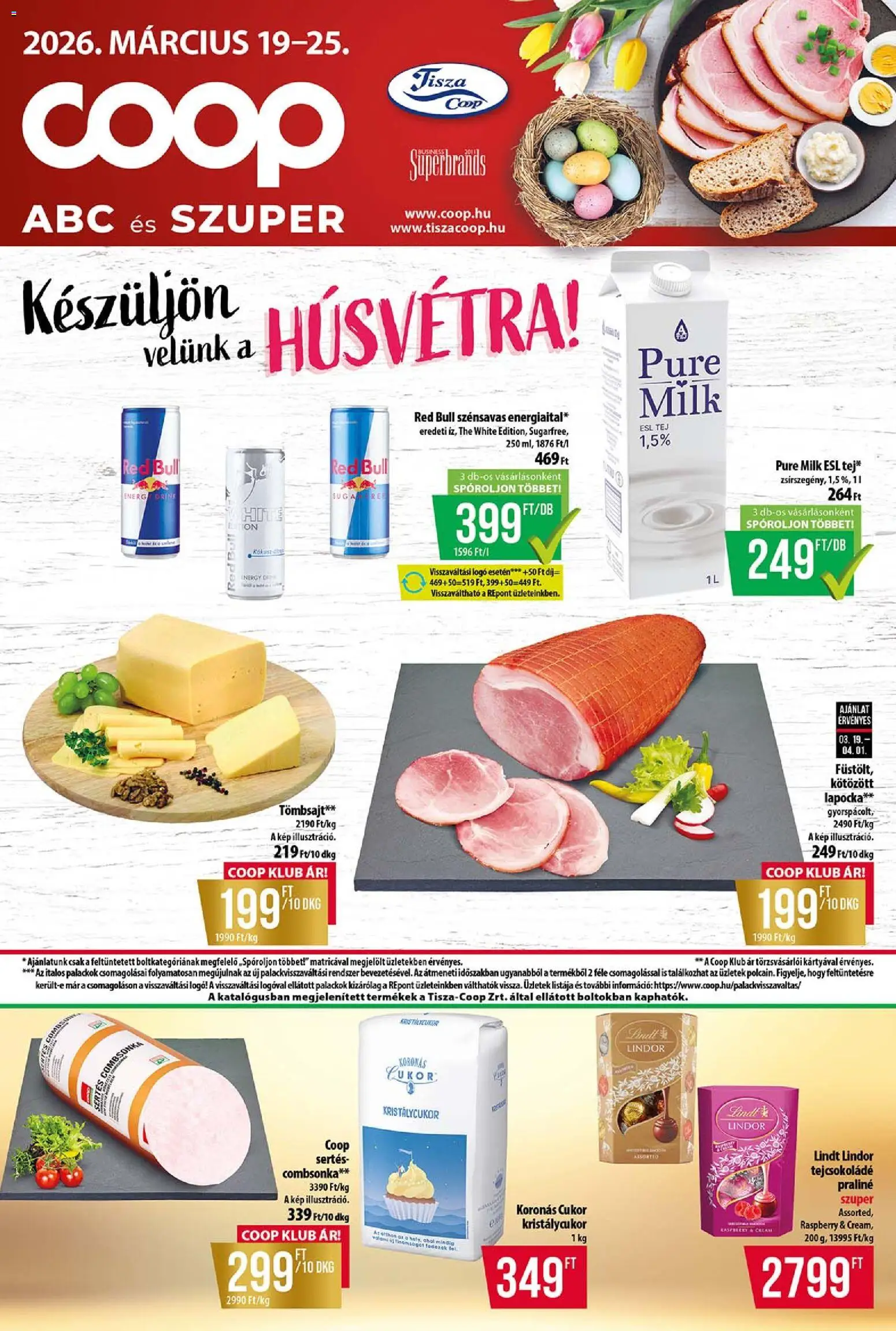 COOP Szolnok akciós ujság - amely érvényes a következő dátumtól: 19.03.2026 | Oldal: 1 | Termékek: Kristálycukor, Red bull, Praliné, Combsonka