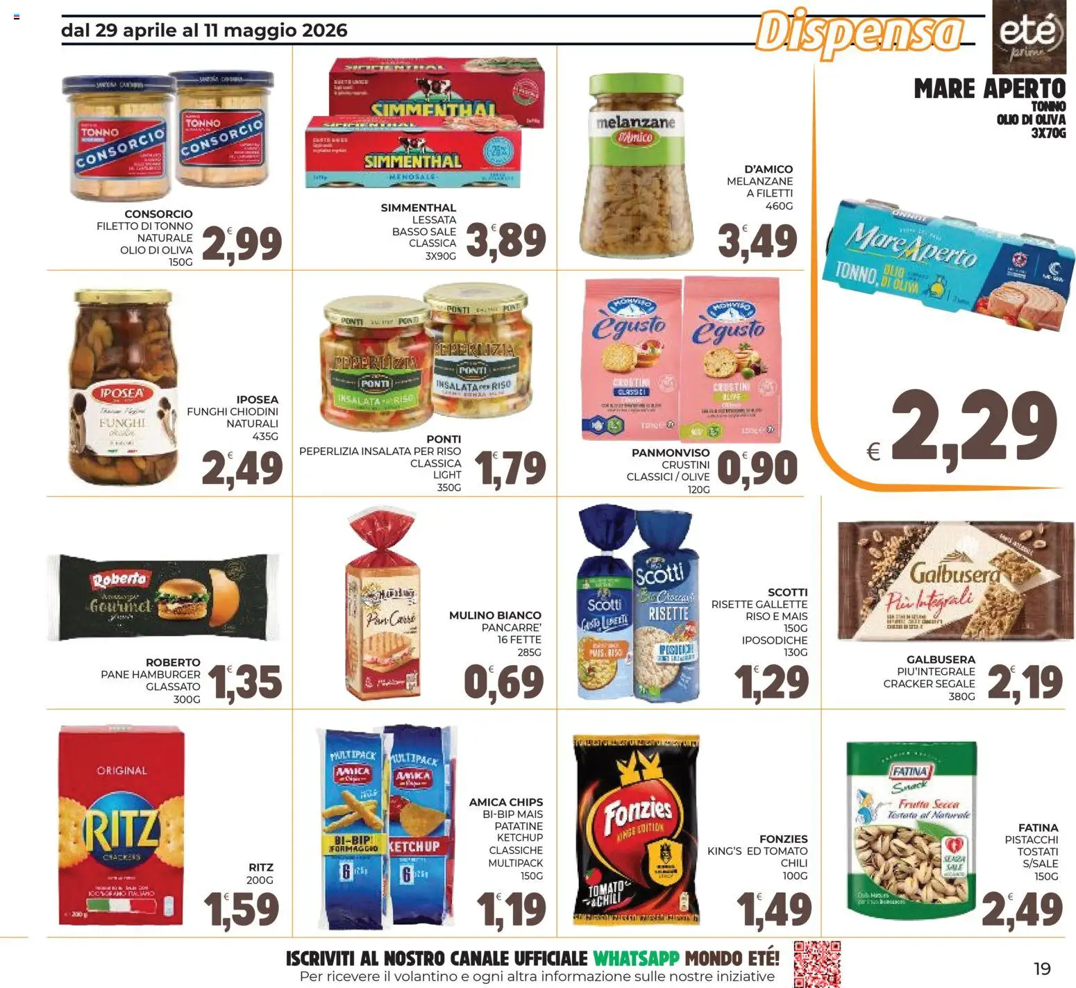 Volantino Eté del 29.04.2026 | Pagina: 19 | Prodotti: Pane, Tonno, Hamburger, Olio di Oliva