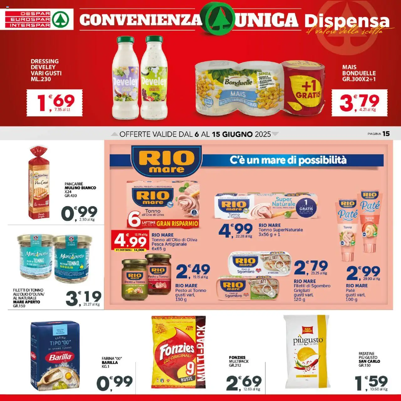 Volantino Despar del 06.06.2025 | Pagina: 15 | Prodotti: Paté, Tonno, Mais, Sgombro