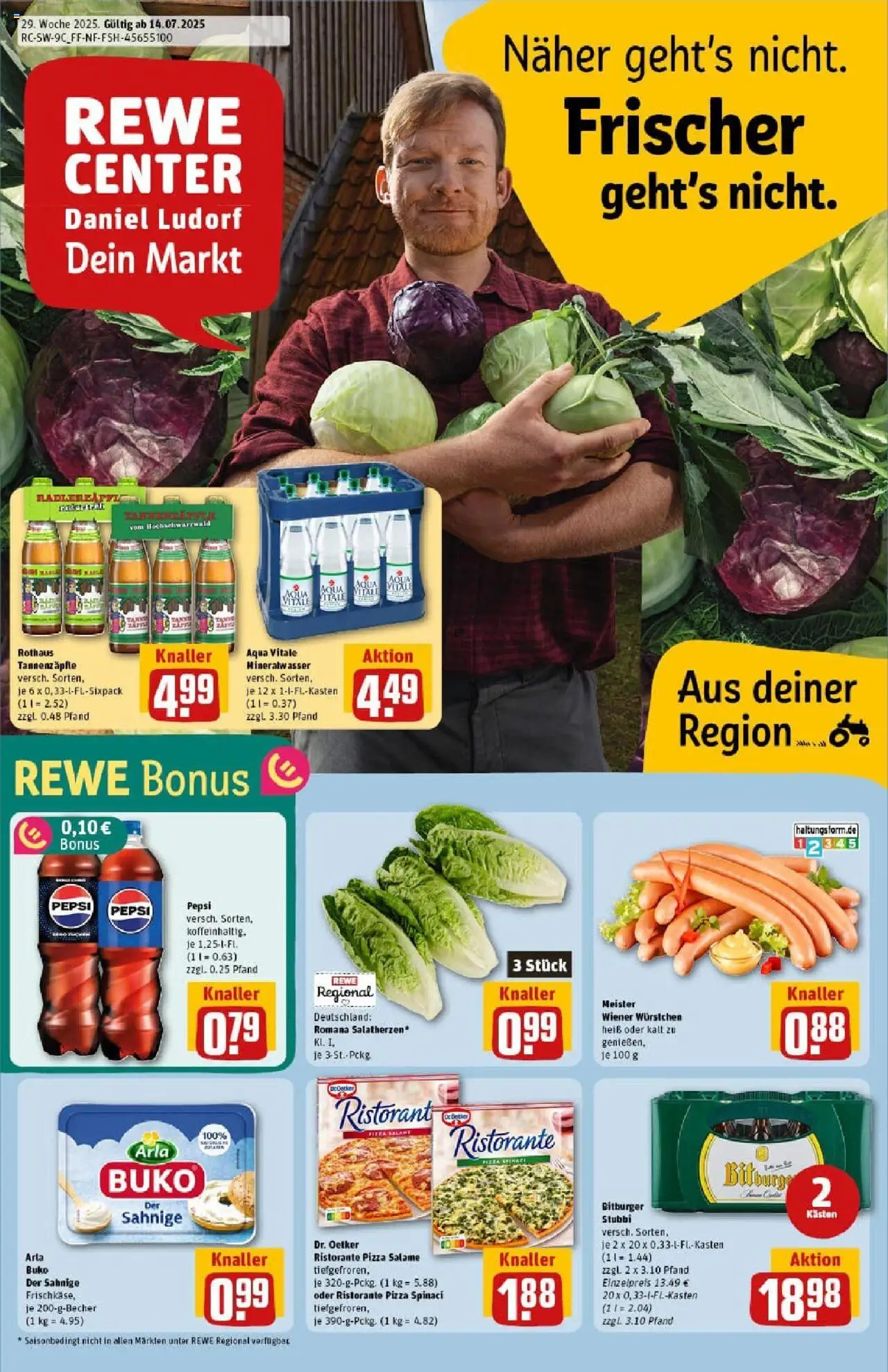 Rewe prospekt Heppenheim	 - gültig ab dem 13.07.2025 | Seite: 1 | Produkte: Ristorante, Bitburger, Mineralwasser, Pepsi