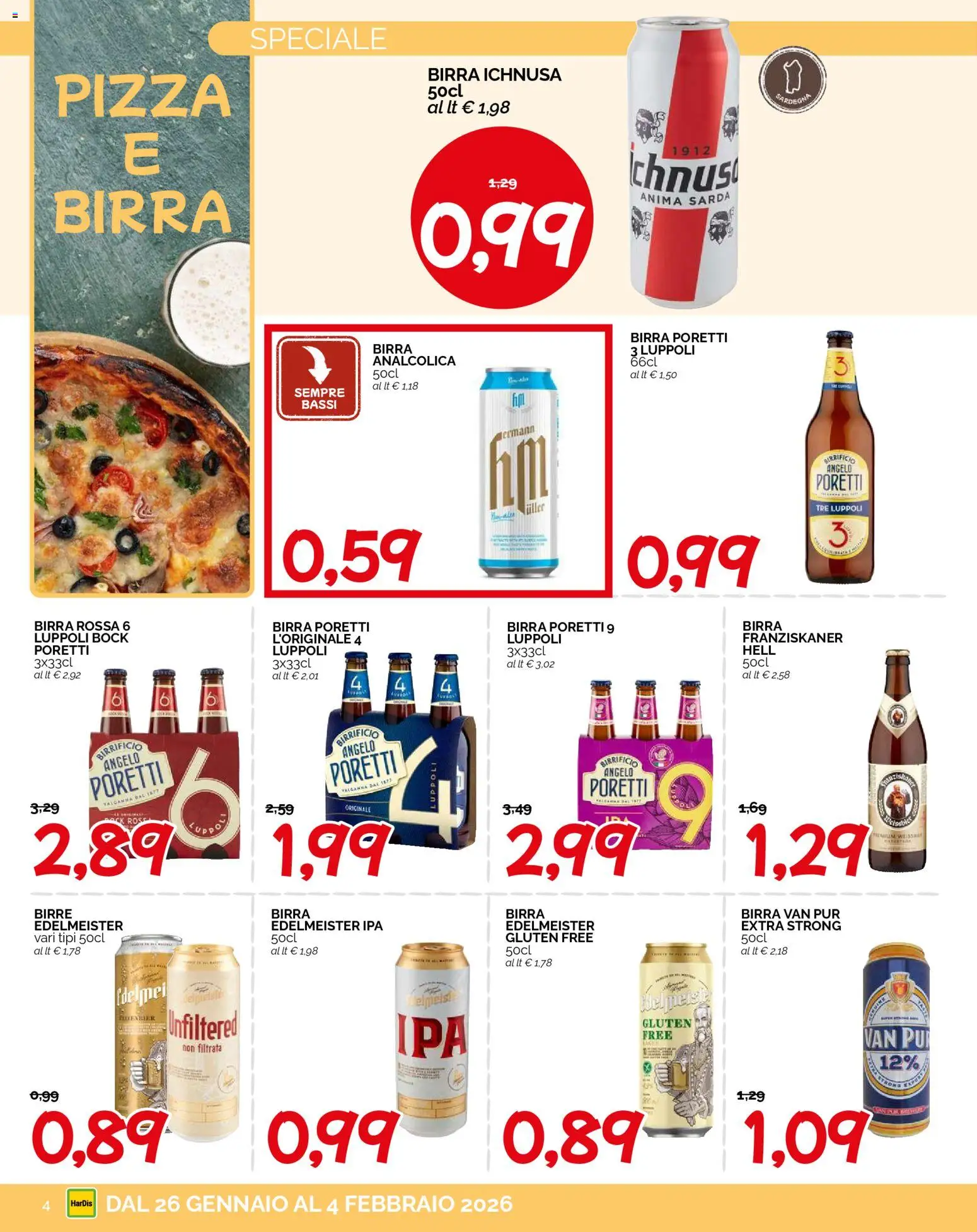 Volantino HarDis del 26.01.2026 | Pagina: 4 | Prodotti: Pizza, Birra
