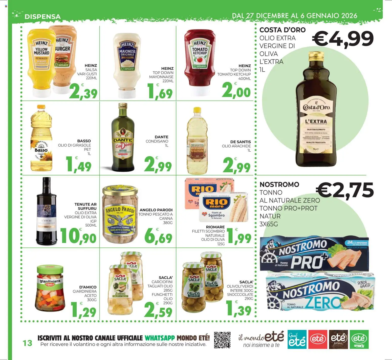 Volantino Eté del 27.12.2025 | Pagina: 13 | Prodotti: Olio, Top, Tonno, Senape