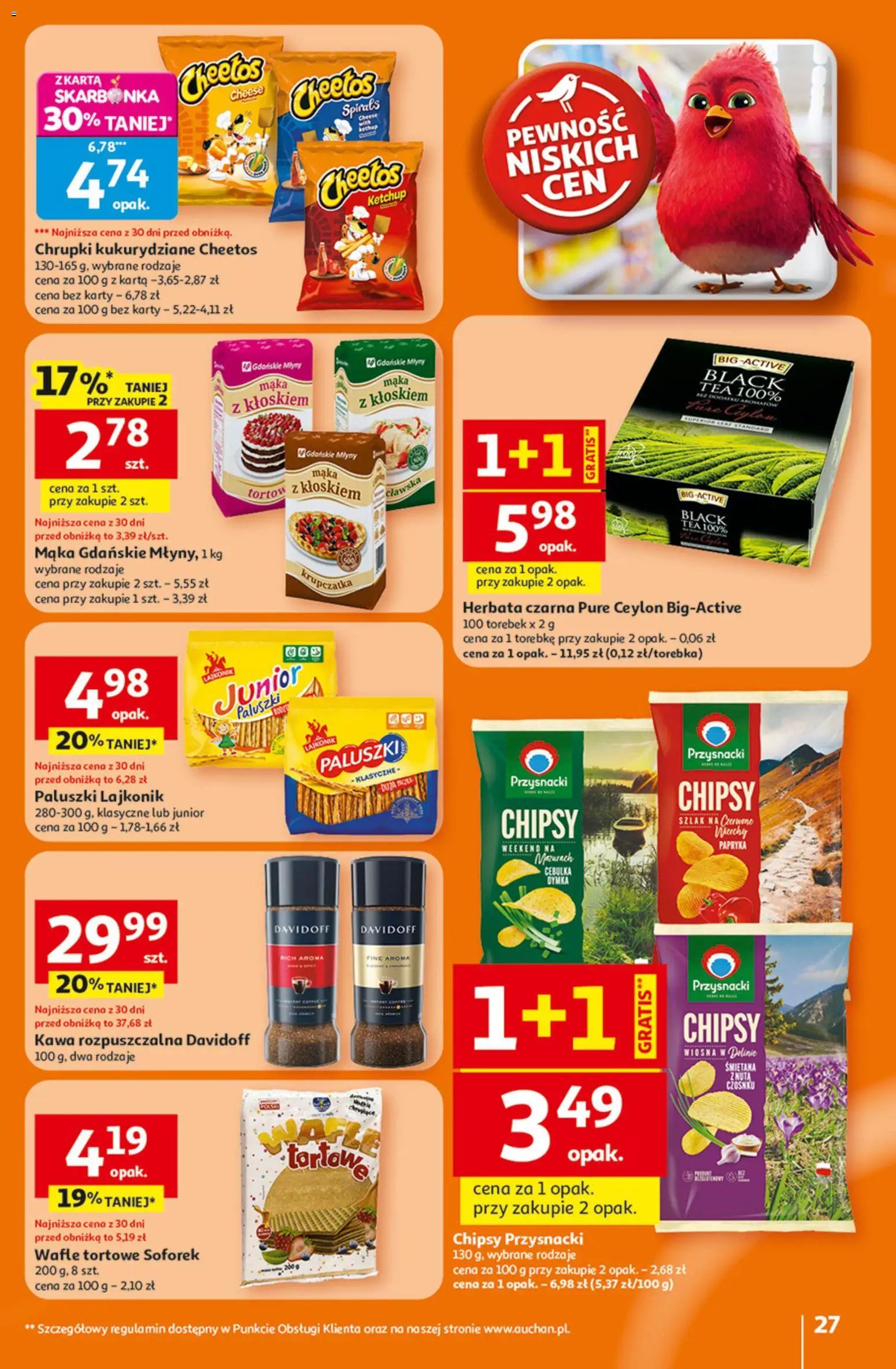 Auchan Gazetka - 30 Lat Hipermarket od 05.02.2026 | Strona: 27 | Produkty: Chipsy, Wafle, Chrupki, Kawa rozpuszczalna