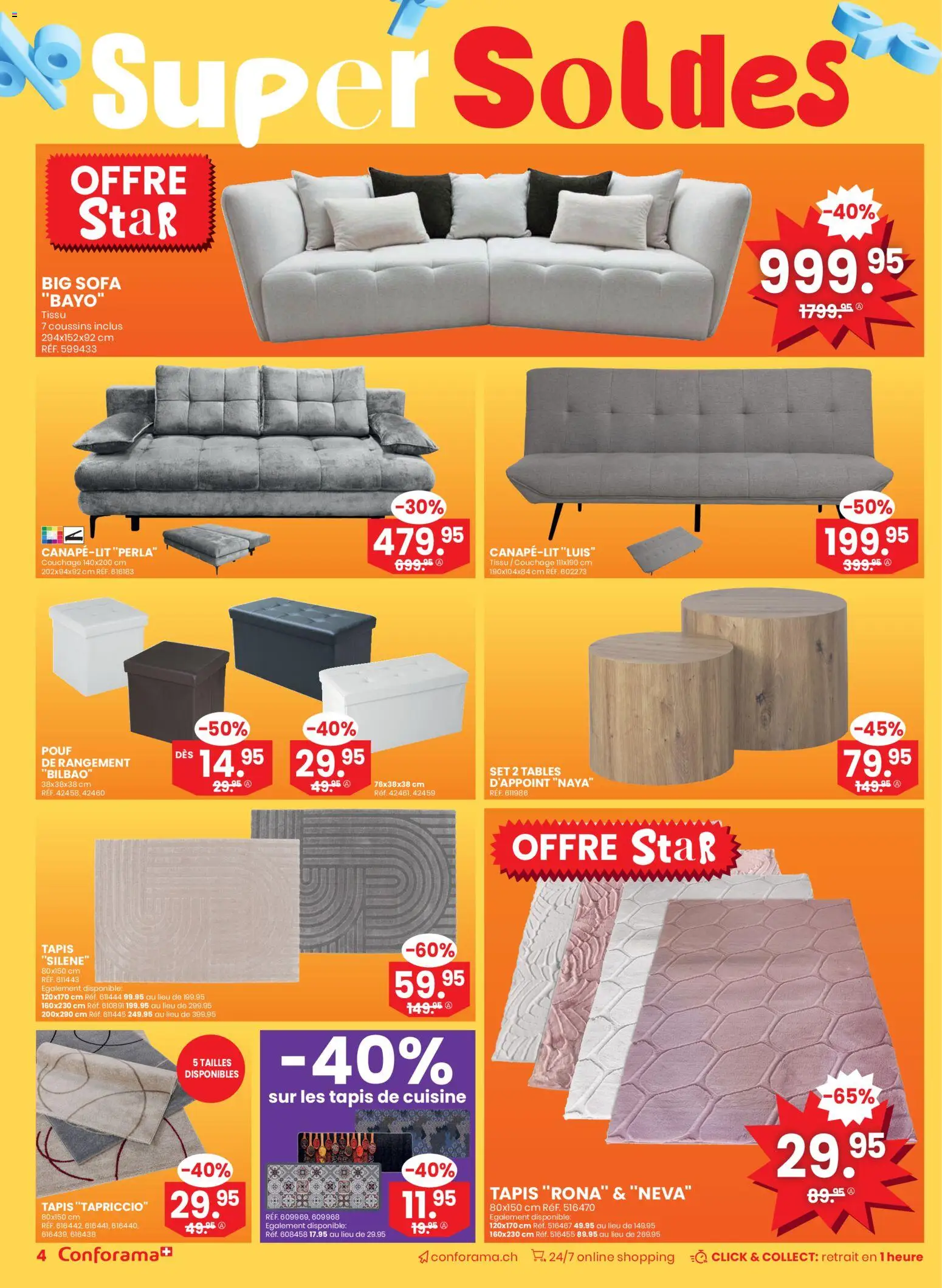 Conforama Aktionen Super Soldes – gültig ab 17.12.2025 | Seite: 4 | Produkte: Sofa, Pouf