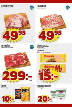 Din Mat - erbjudanden - Förhandsvisning av reklamblad från butik Din Mat aktuell från 03.11.2025 | Sida: 3 | Produkter: Chokladkaka, Entrecote, Chips, Yoghurt