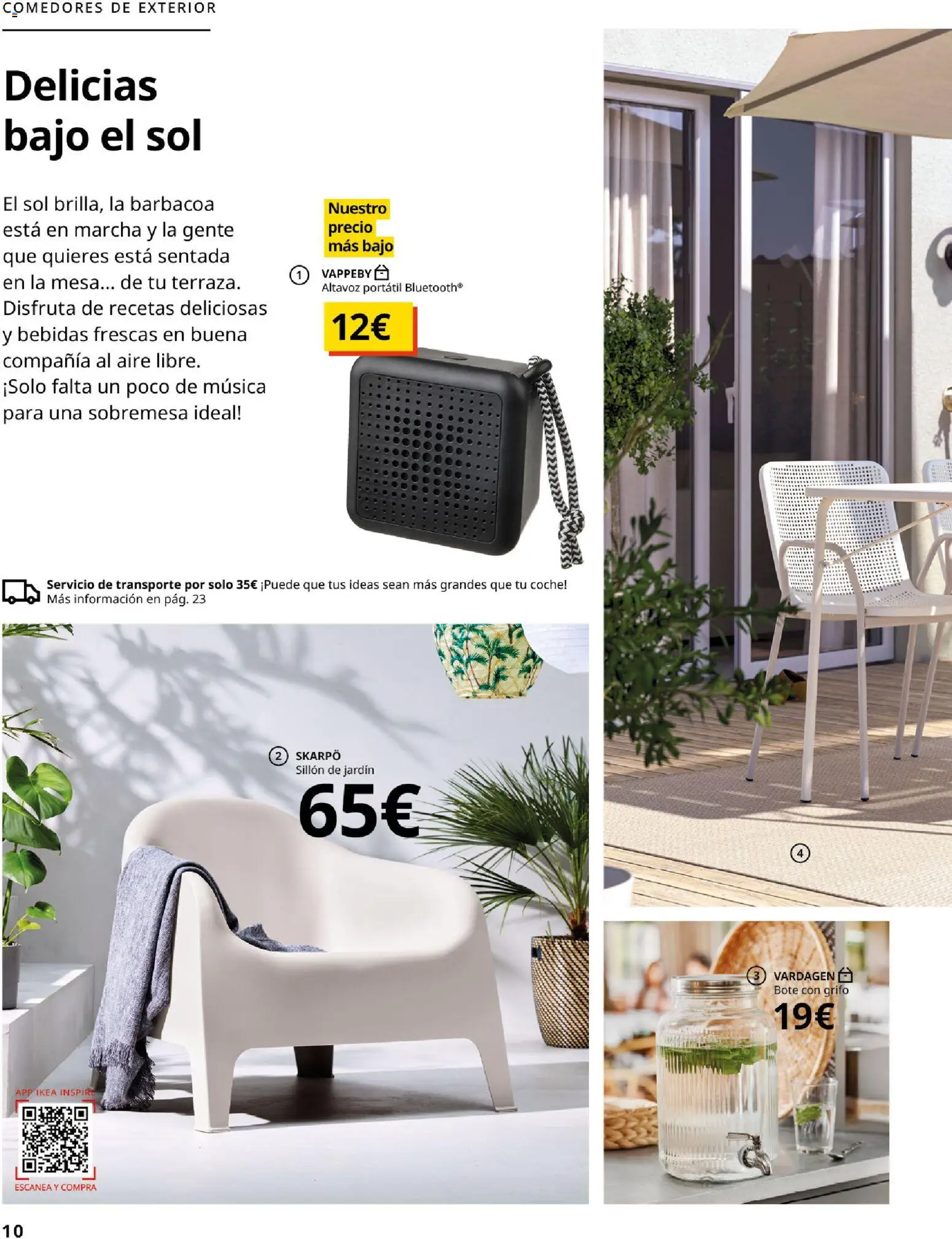 Catálogo IKEA Muebles de exterior │ válido desde el 10.12.2025 | Página: 10 | Productos: Altavoz, Barbacoa, Sillón, Mesa