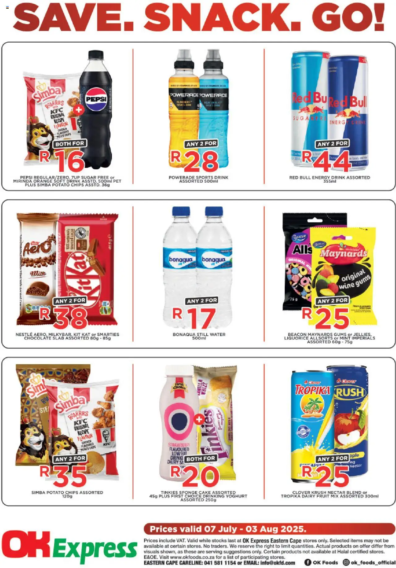 OK Foods Eastern Cape - OK Express │ valid from 07.07.2025 | Page: 1 | Products: Yoghurt, Wine, Chips, Fruit