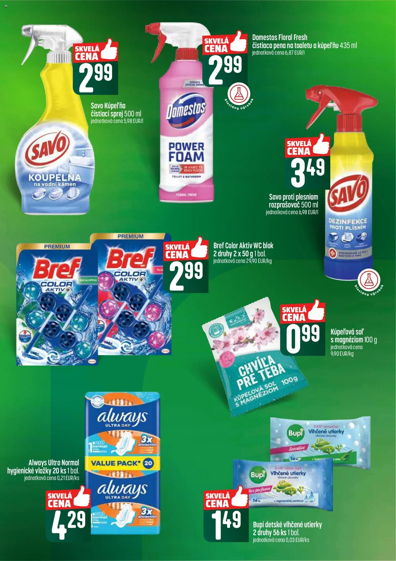 Nové COOP Jednota akcie – leták je platný od 05.03.2026 | Strana: 57 | Produkty: Savo, Wc blok, Soľ, Domestos