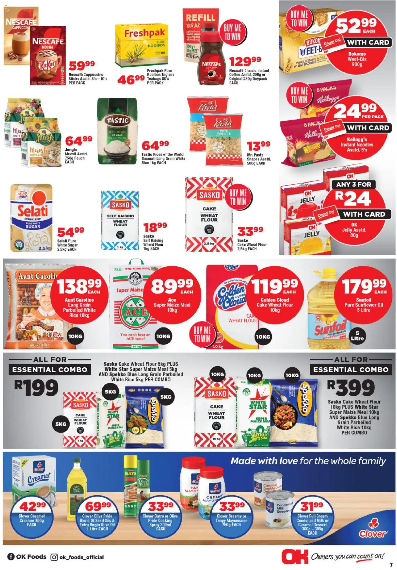 New OK Foods catalogue – valid from 25.11.2025 | Page: 7 | Products: Condensed milk, Pasta, Mayonnaise, Sugar