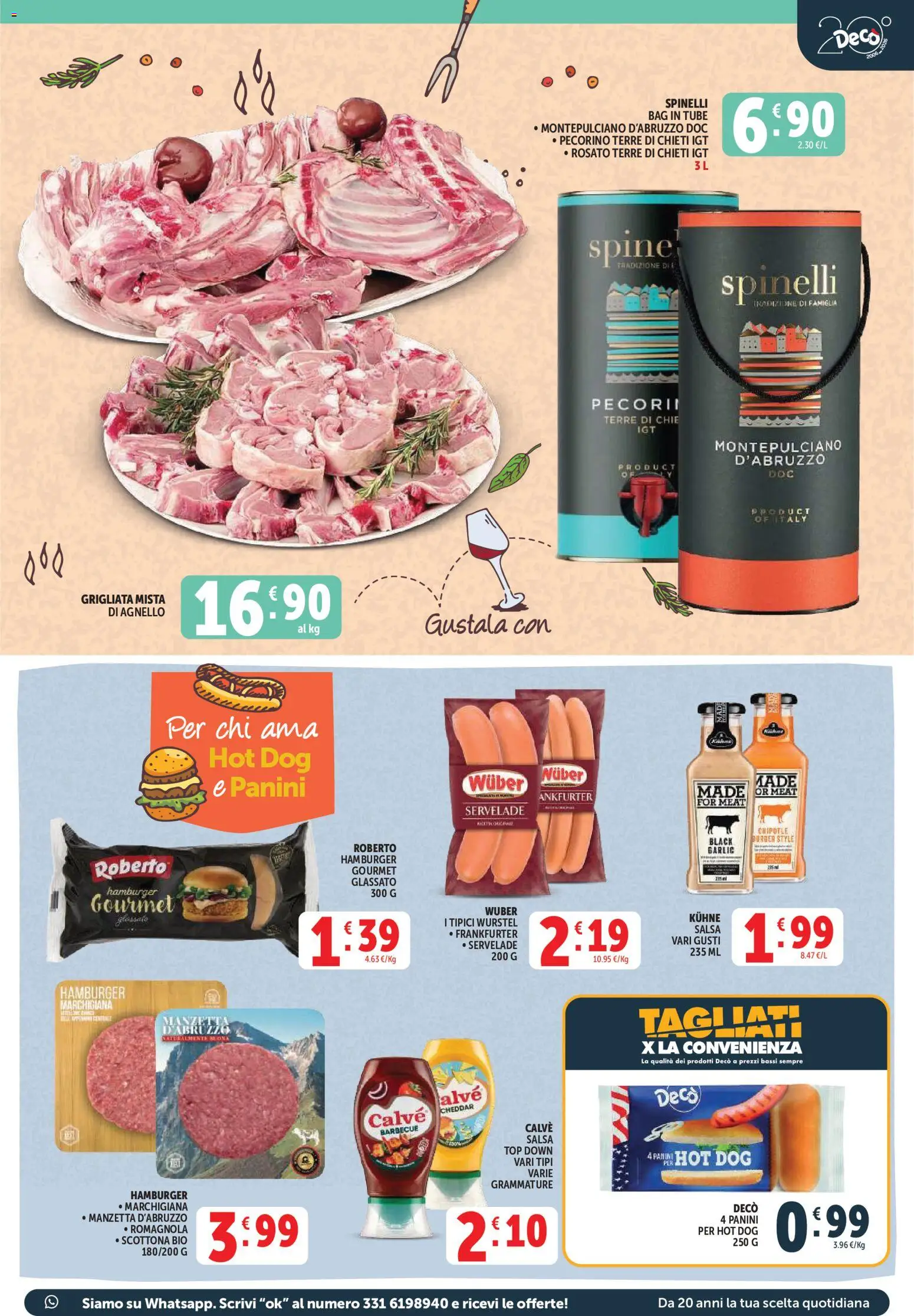 Volantino Decò del 01.04.2026 | Pagina: 11 | Prodotti: Barbecue, Wurstel, Agnello, Pecorino