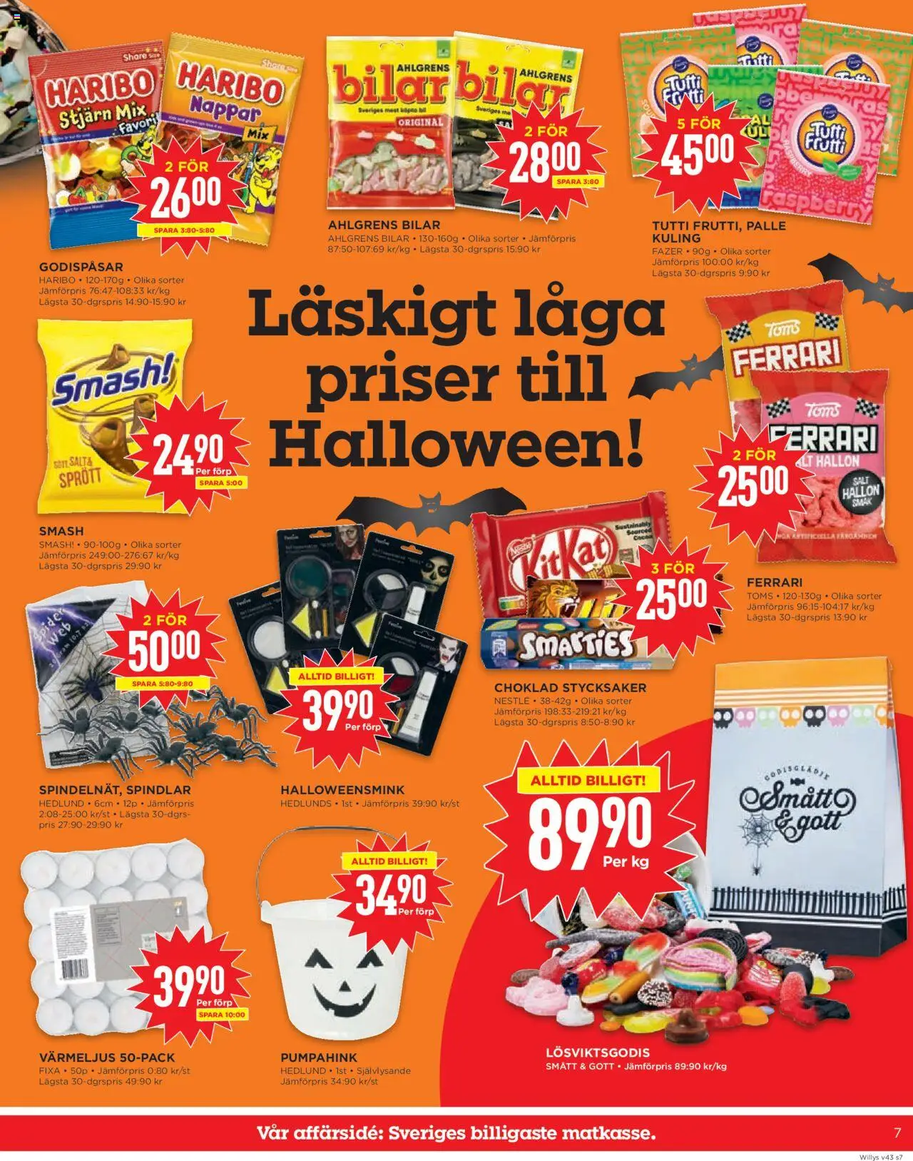 Willys reklamblad aktuell från 20.10.2025 | Sida: 7 | Produkter: Salt, Choklad, Värmeljus, Hallon
