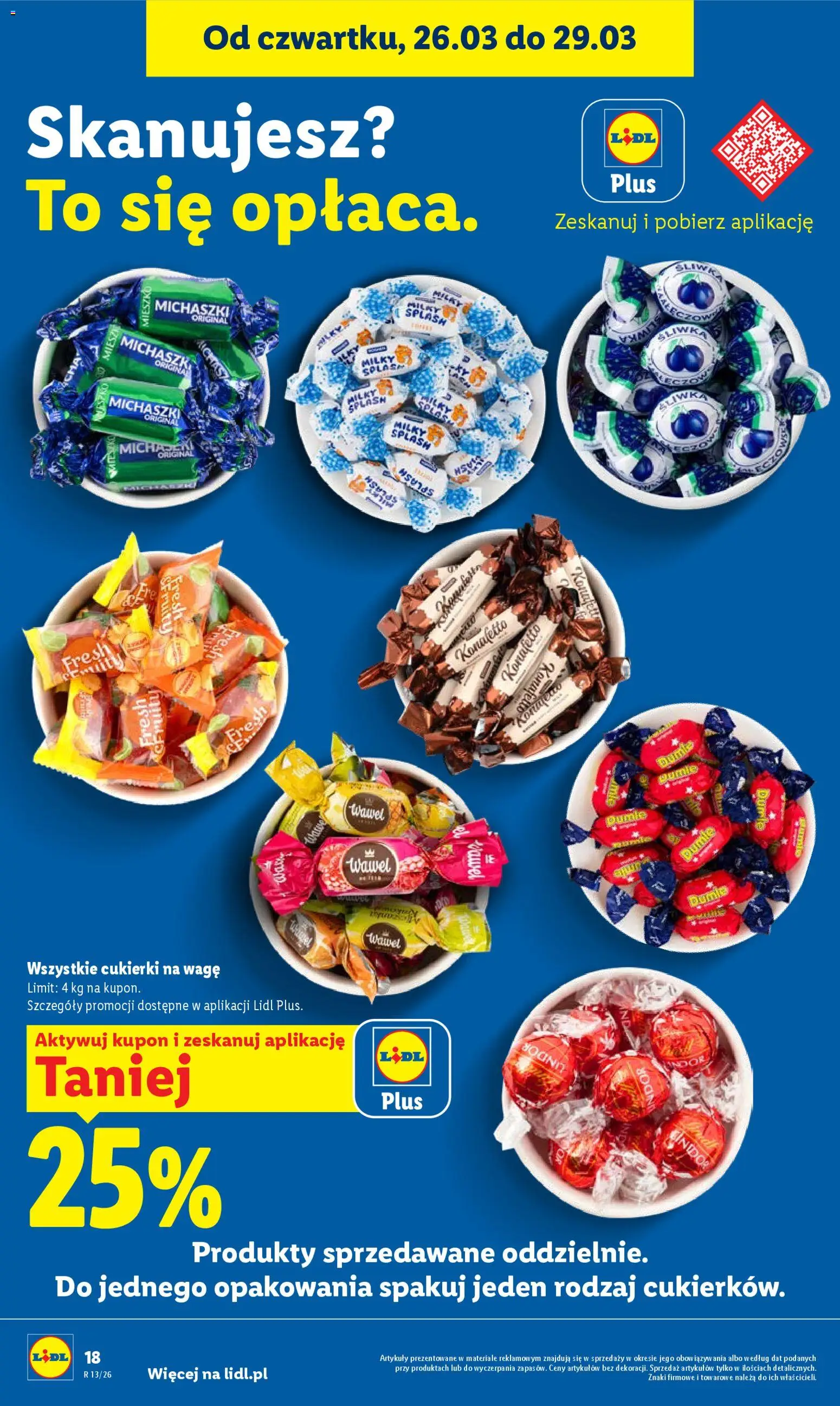 Lidl gazetka od 26.03.2026 | Strona: 18 | Produkty: Cukierki na wagę, Cukierki