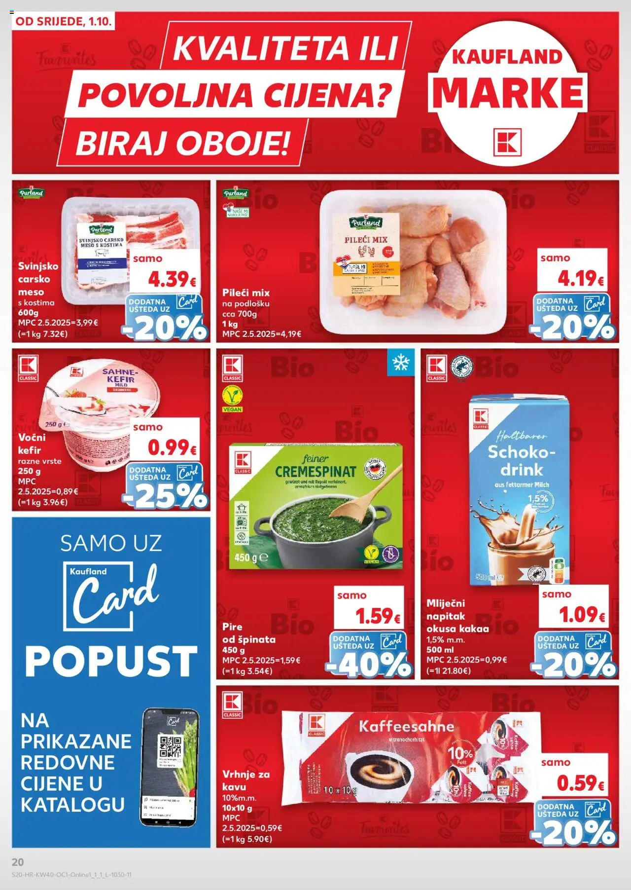 Kaufland katalog | vrijedi od 01.10.2025 | Stranica: 20 | Proizvodi: Carsko meso, Meso, Kefir