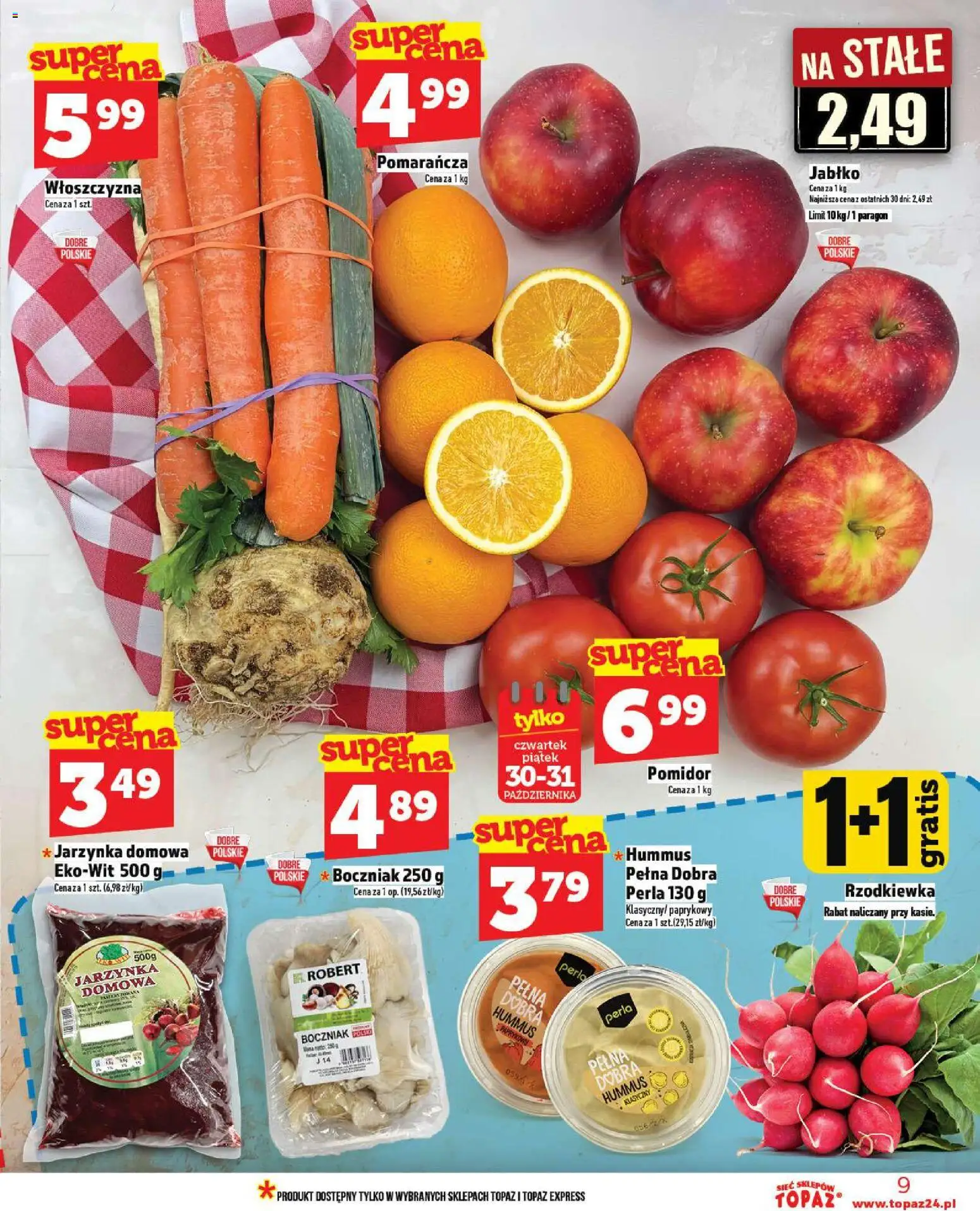 Topaz Gazetka - Ceny małe na stałe od 30.10.2025 | Strona: 9 | Produkty: Hummus klasyczny, Hummus