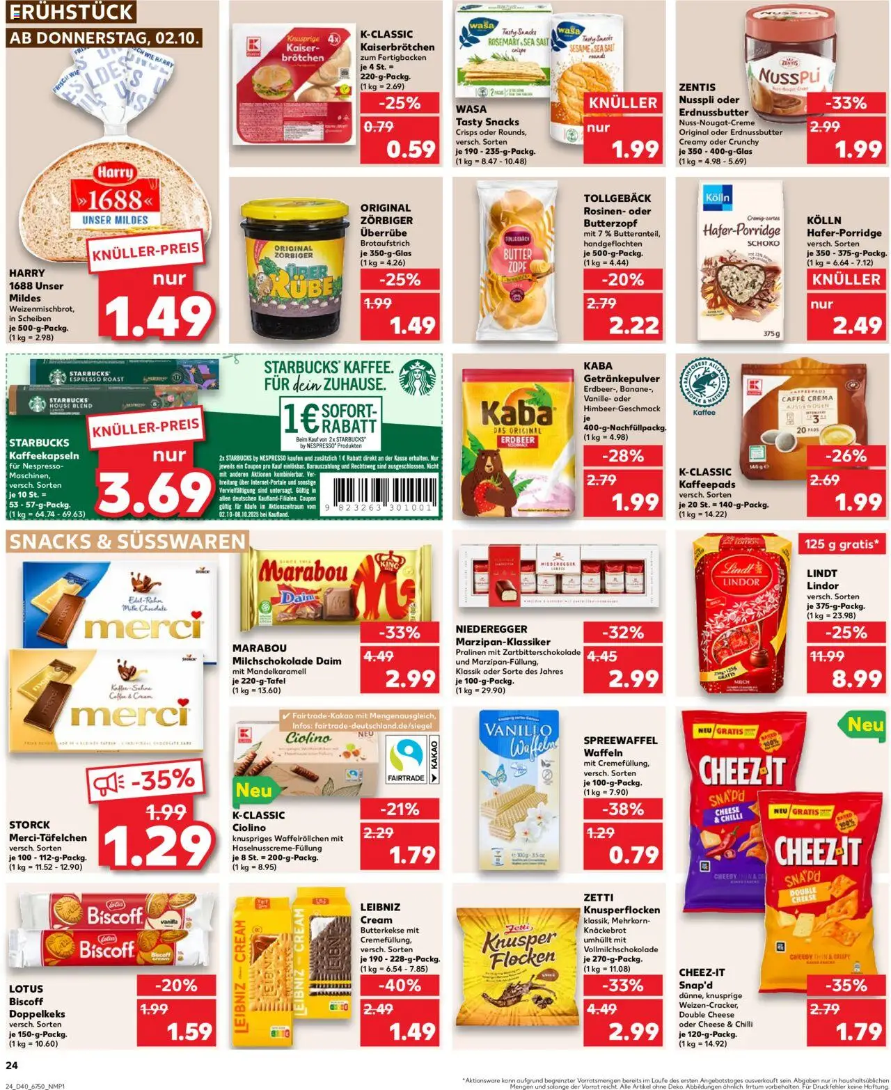 Kaufland prospekt Berlin	 – gültig ab 05.10.2025 | Seite: 24 | Produkte: Merci, Waffeln, Butterkekse, Lindt