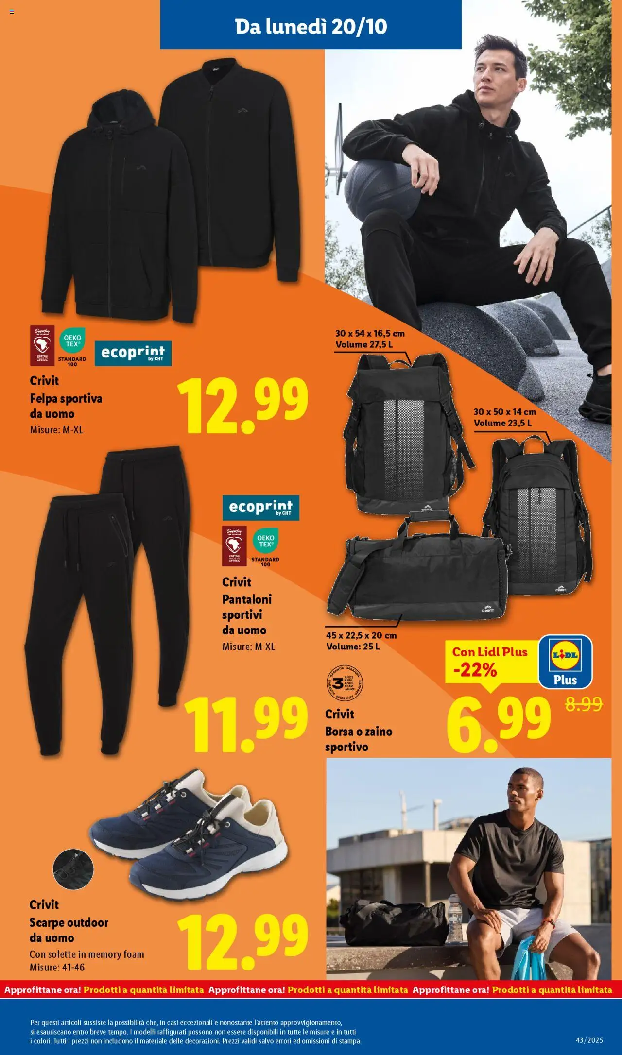 Volantino Lidl del 20.10.2025 | Pagina: 35 | Prodotti: Felpa, Pantaloni, Zaino, Borsa