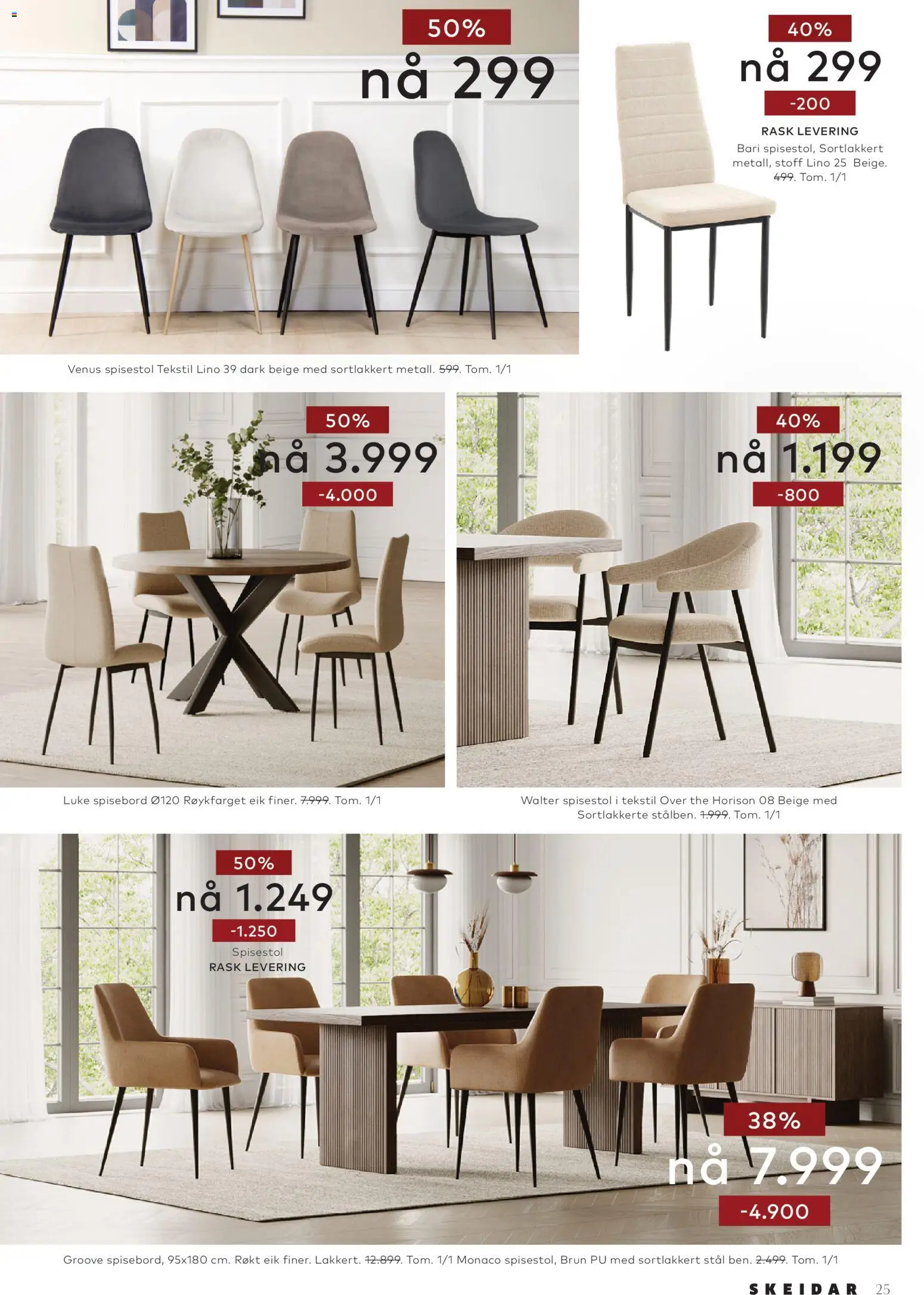 {H1} | Side: 25 | Produkter: Spisebord, Spisestol