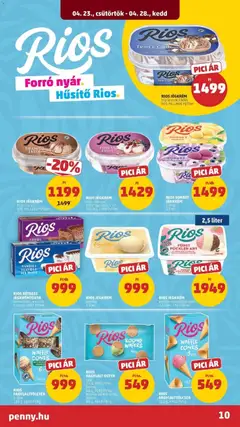 Penny aktuális akciós újság - amely érvényes a következő dátumtól: 23.04.2026 | Oldal: 10 | Termékek: Fagylalt, Jégkrémtorta, Mascarpone, Jégkrém