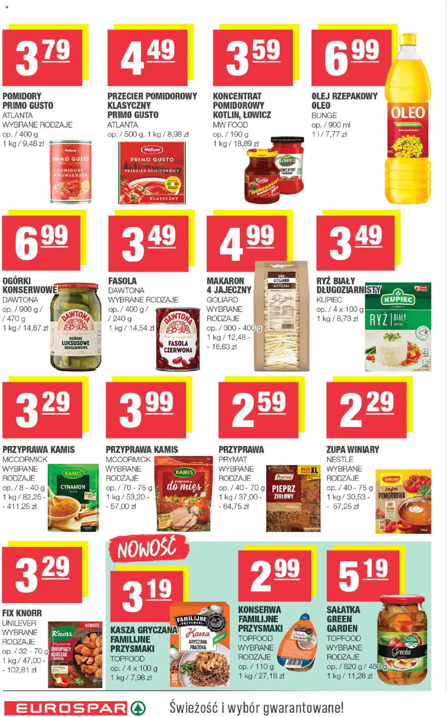 Spar Gazetka - Eurospar od 05.11.2025 | Strona: 10 | Produkty: Olej rzepakowy, Przecier pomidorowy, Zupa, Ryż