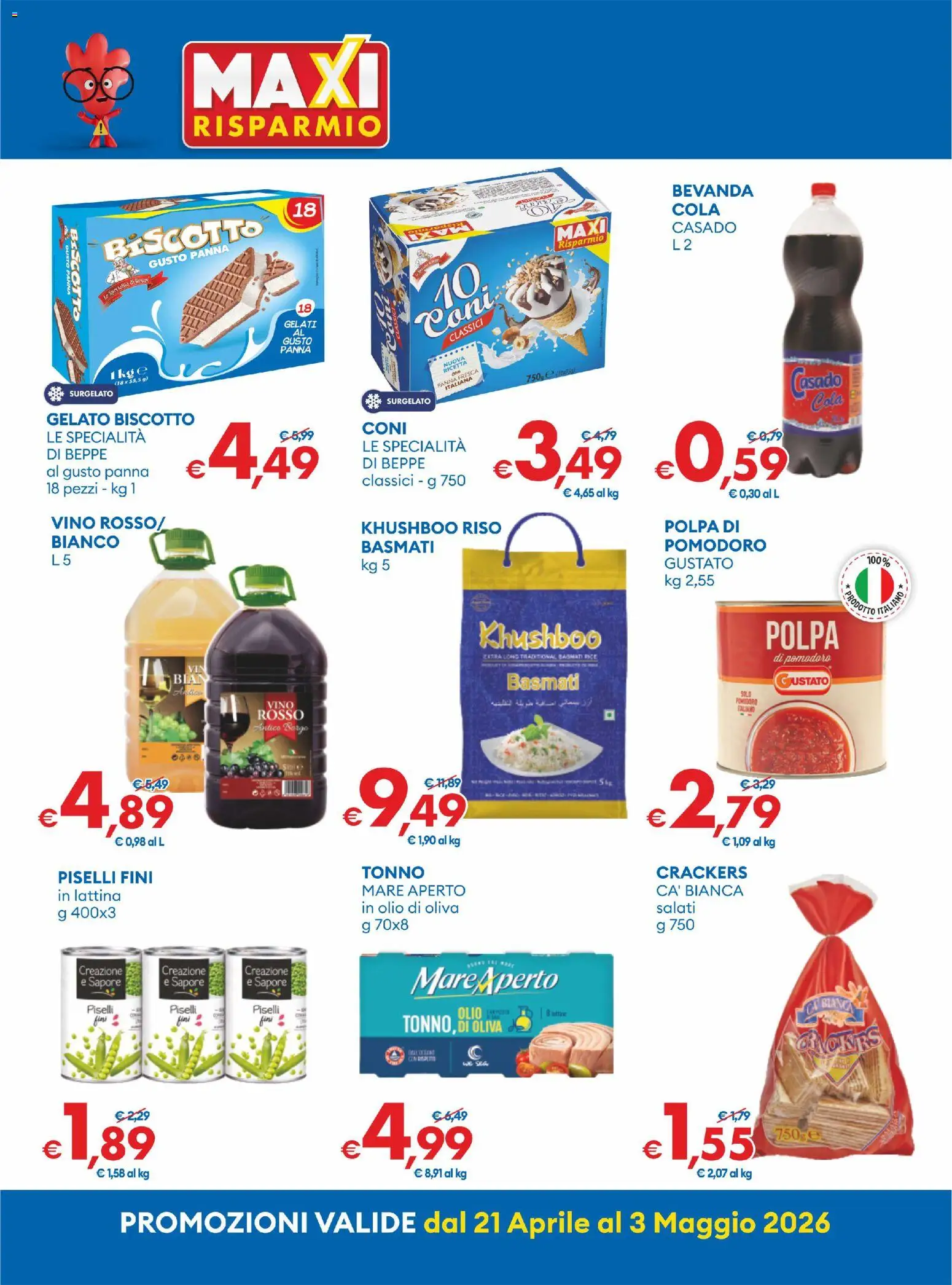 Volantino MD Discount del 21.04.2026 | Pagina: 4 | Prodotti: Riso, Gelato, Tonno, Olio di Oliva