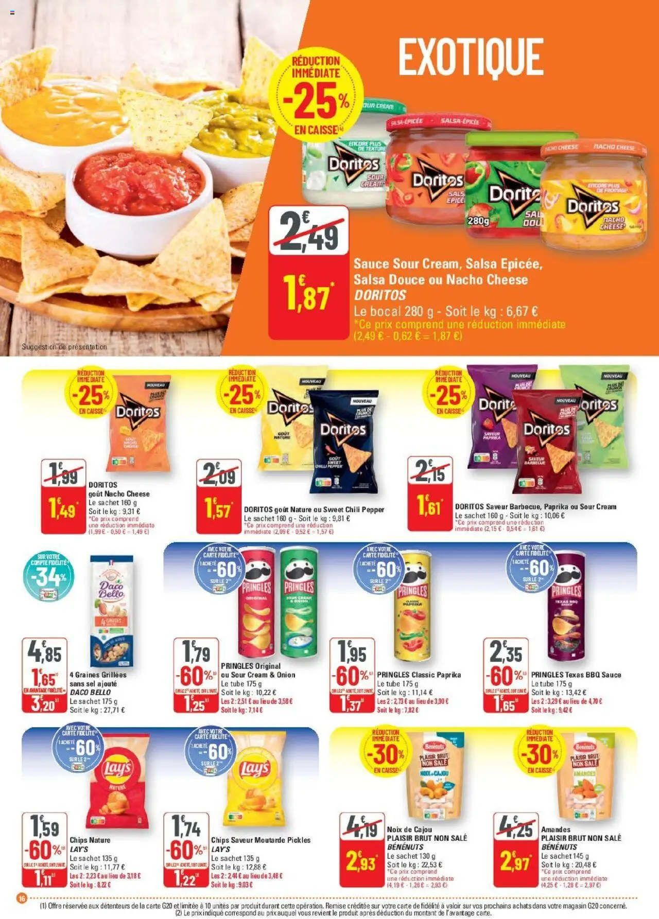  | Page: 16 | Produits: Noix de cajou, Barbecue, Fromage, Amandes
