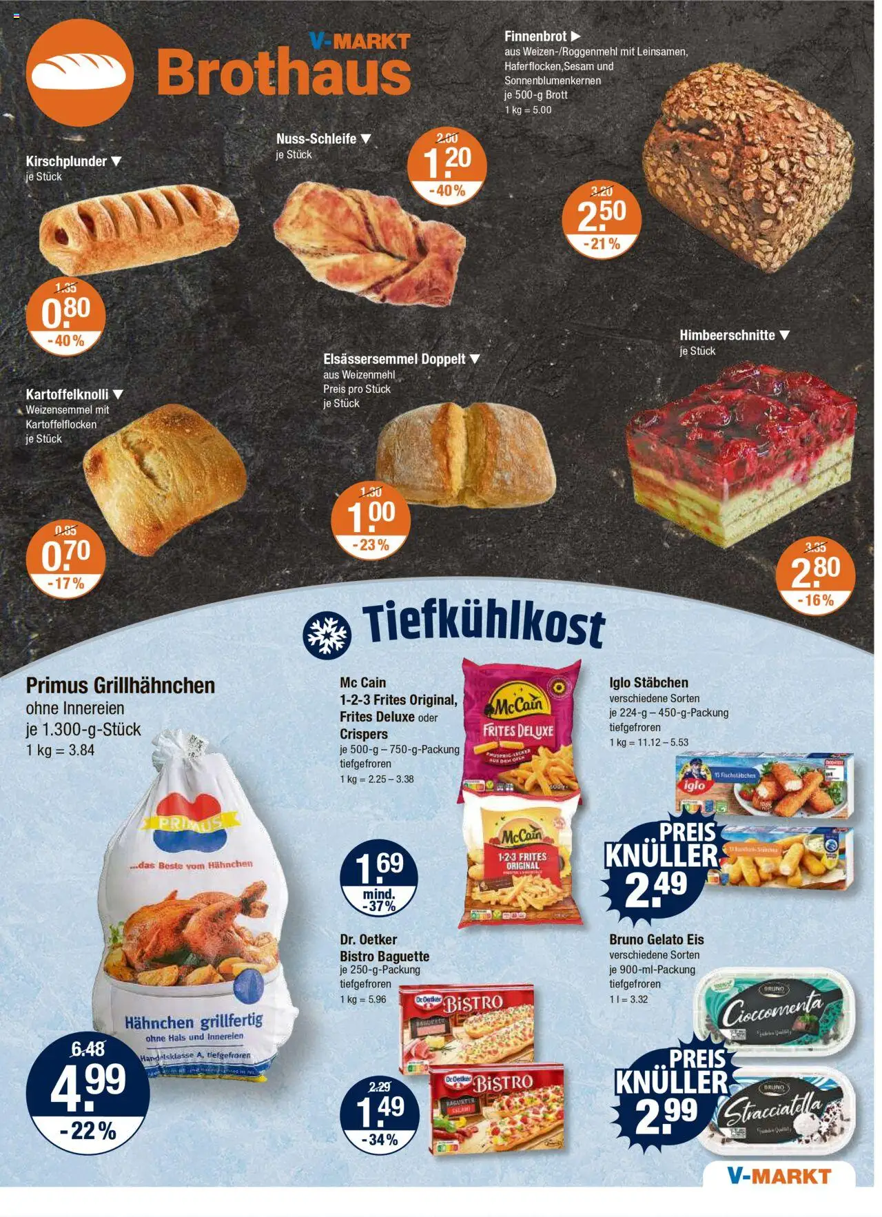 V-Markt - Oberpfalz - gültig ab dem 24.07.2025 | Seite: 5 | Produkte: Hahnchen, Baguette, McCain, Eis