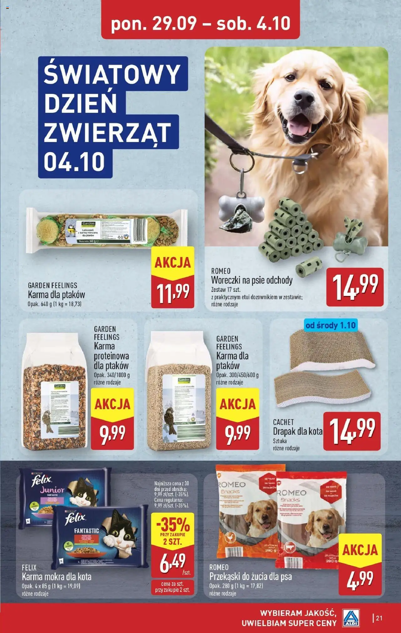 Aldi Gazetka od 29.09.2025 | Strona: 21 | Produkty: Karma mokra dla kota, Drapak, Drapak dla kota