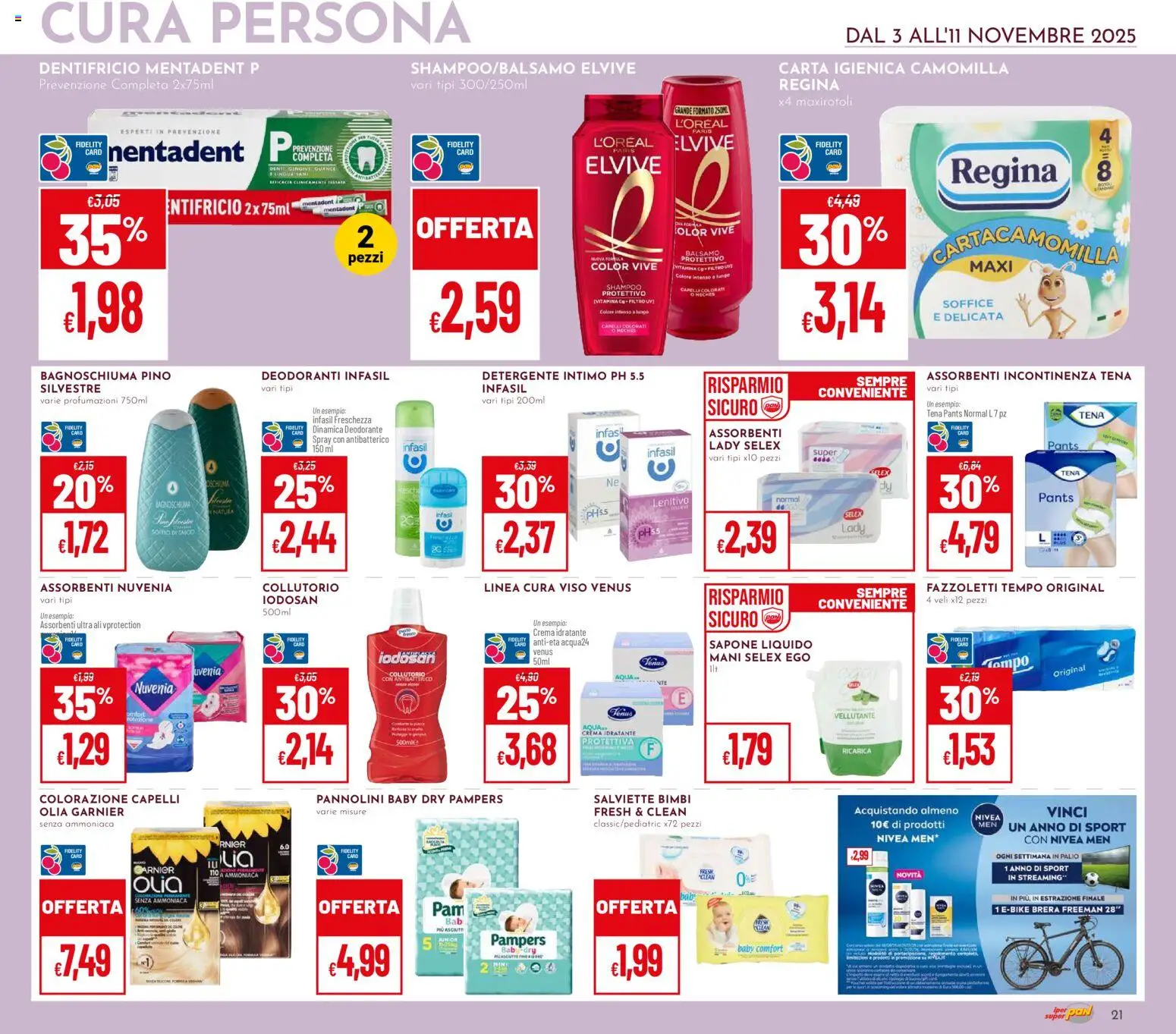 Volantino Pan del 03.11.2025 | Pagina: 21 | Prodotti: Shampoo, Bagnoschiuma, Collutorio, Detergente intimo