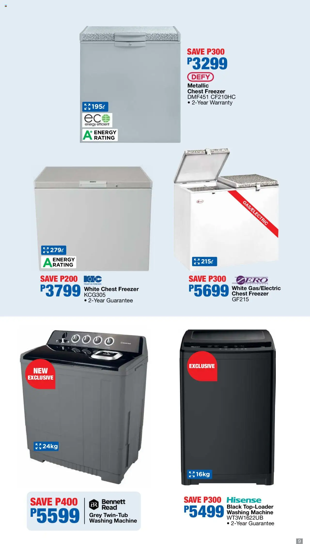 New OK Furniture catalogue – valid from 06.10.2025 | Page: 9 | Products: Freezer, Washing machine, Chest freezer