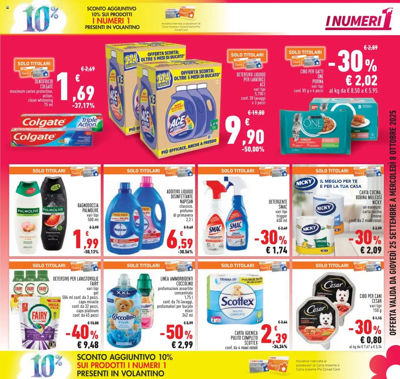 Volantino Conad del 25.09.2025 | Pagina: 5 | Prodotti: Carta igienica, Detergente, Detersivo per lavastoviglie, Lavatrice