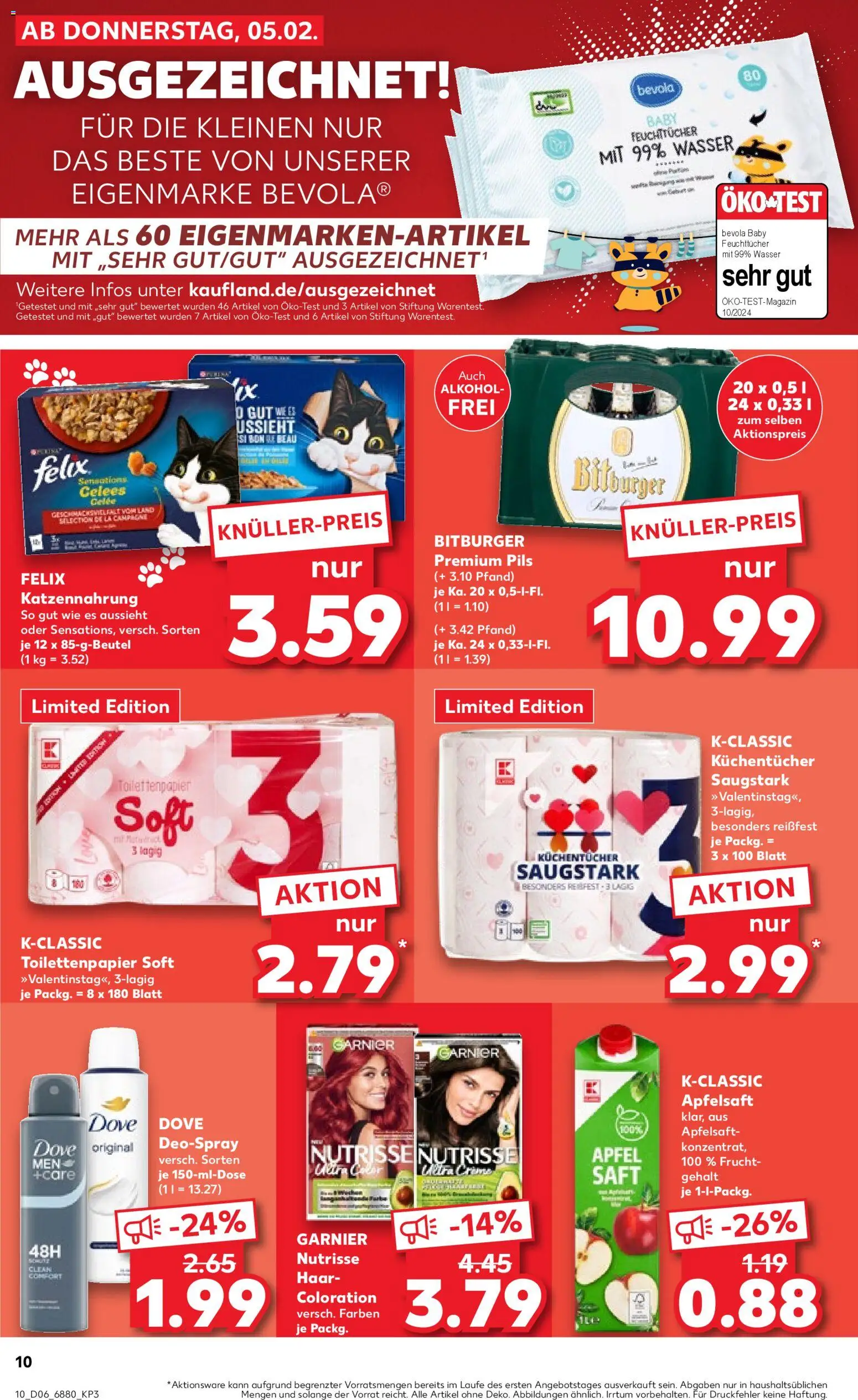 Kaufland prospekt Völklingen	 – gültig ab 05.02.2026 | Seite: 10 | Produkte: Bitburger, Apple, Deospray, Toilettenpapier