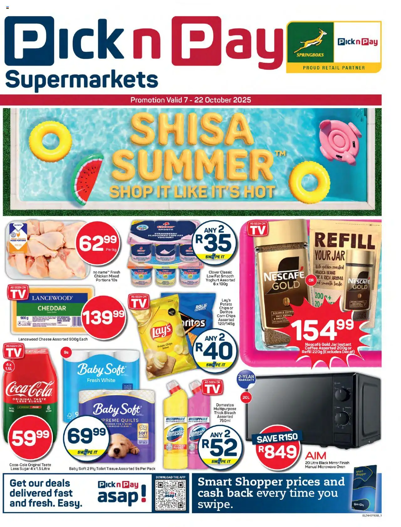 New Pick n Pay catalogue – valid from 07.10.2025 | Page: 1 | Products: Mirror, Microwave, Coffee, Chips