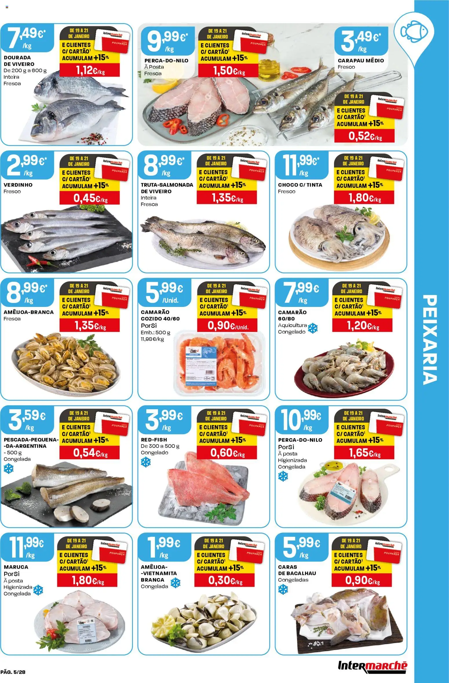 Intermarché Folheto Contact │ válido de 15.01.2026 | Página: 5 | Produtos: Dourada, Bacalhau, Tinta, Camarão