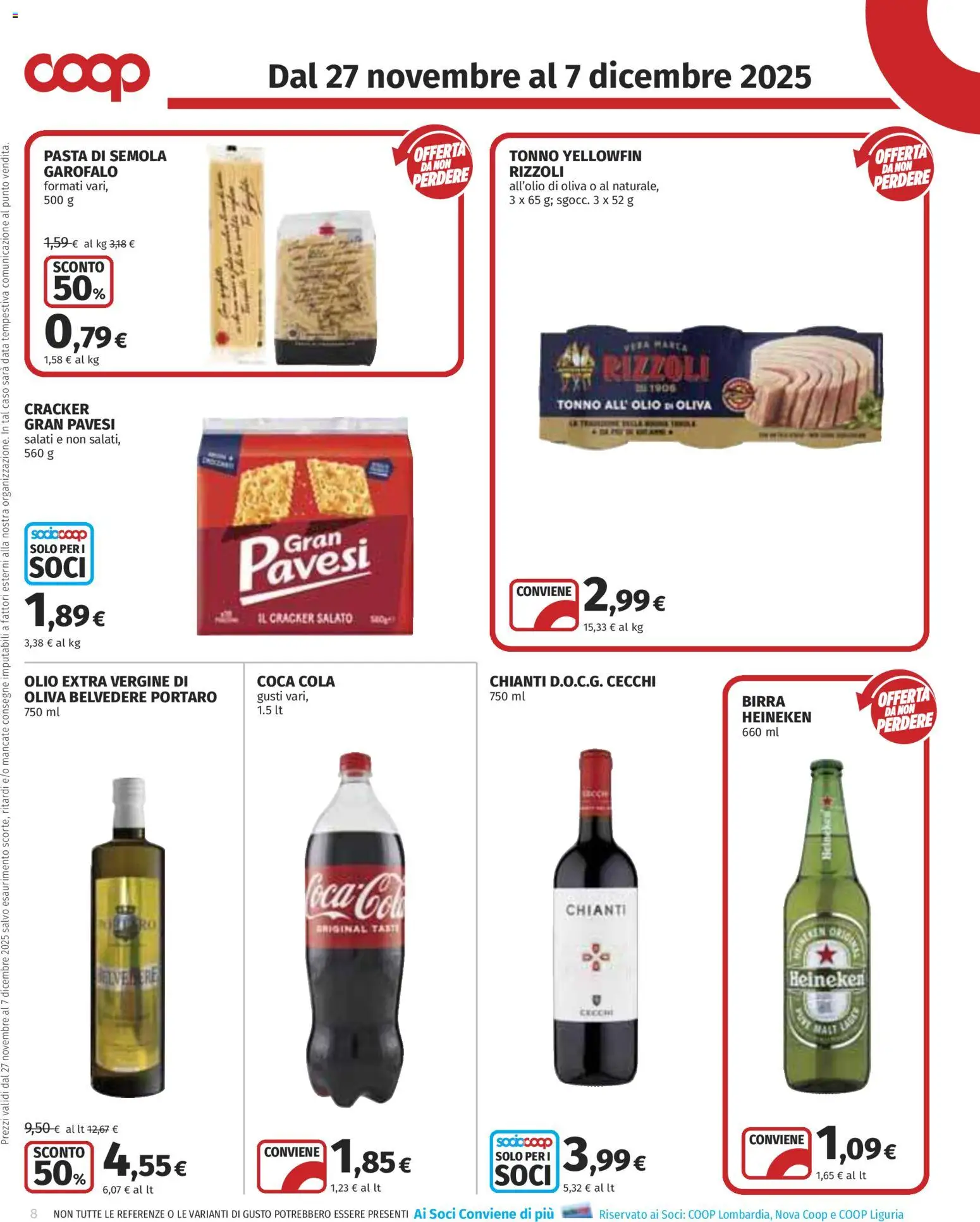 Volantino COOP del 27.11.2025 | Pagina: 8 | Prodotti: Birra, Olio, Pasta, Olio di Oliva