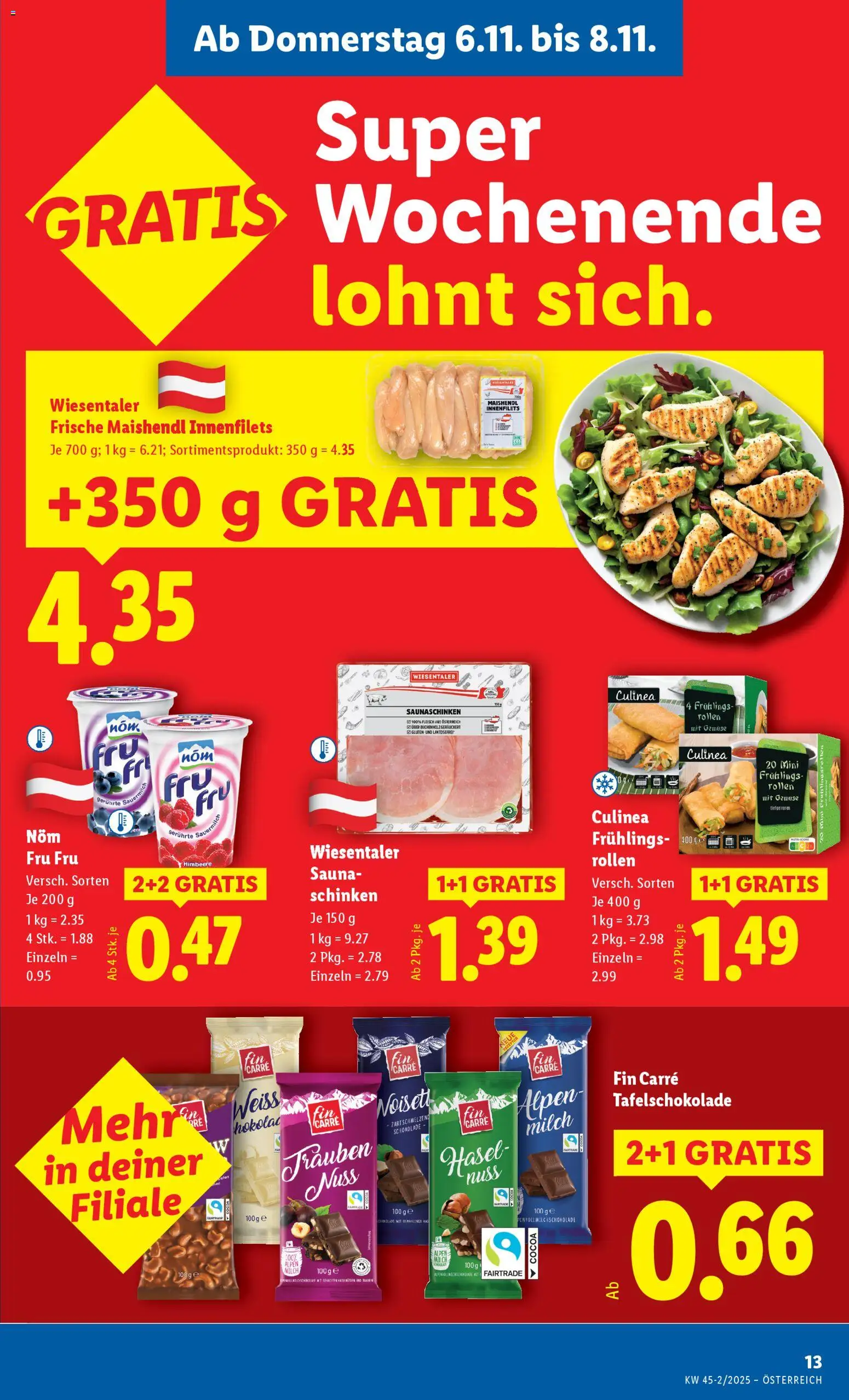 Lidl Flugblatt gültig ab 06.11.2025 | Seite: 15 | Produkte: Gemüse, Himbeere, Milch, Schinken