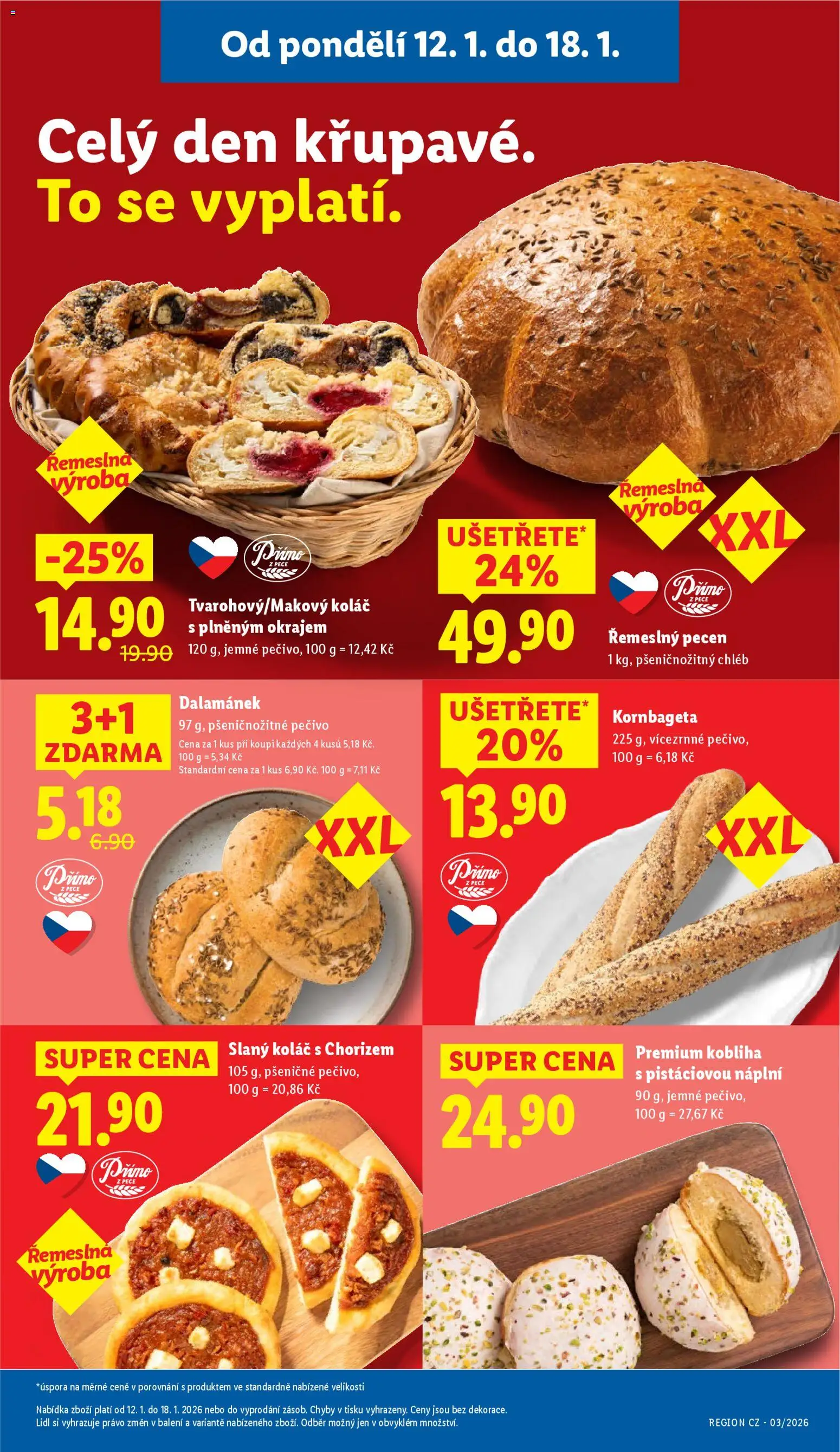 Lidl leták od 12.01.2026 | Strana: 13 | Produkty: Chléb, Kornbageta, Pečivo, Dalamánek