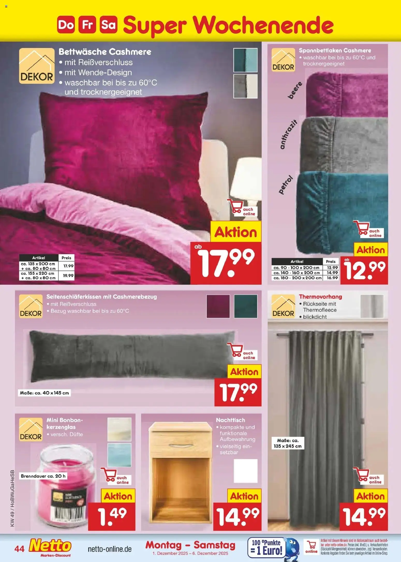 Netto Marken-Discount prospekt Hannover	 – gültig ab 30.11.2025 | Seite: 47 | Produkte: Nachttisch, Bettwäsche