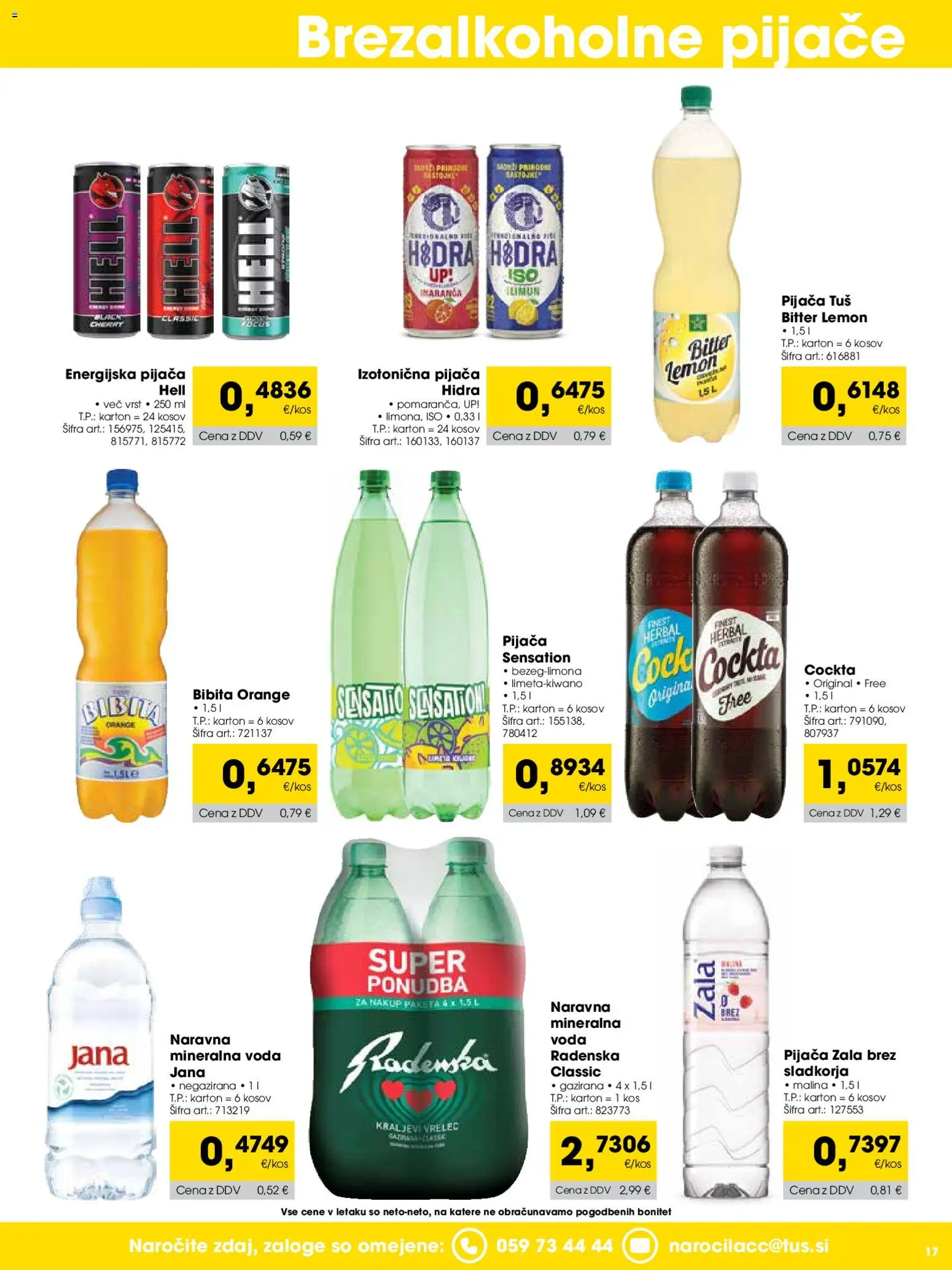 Novi Tuš katalog ponudbe – veljaven od 01.01.2026 | Stran: 17 | Izdelki: Kos, Mineralna voda, Voda