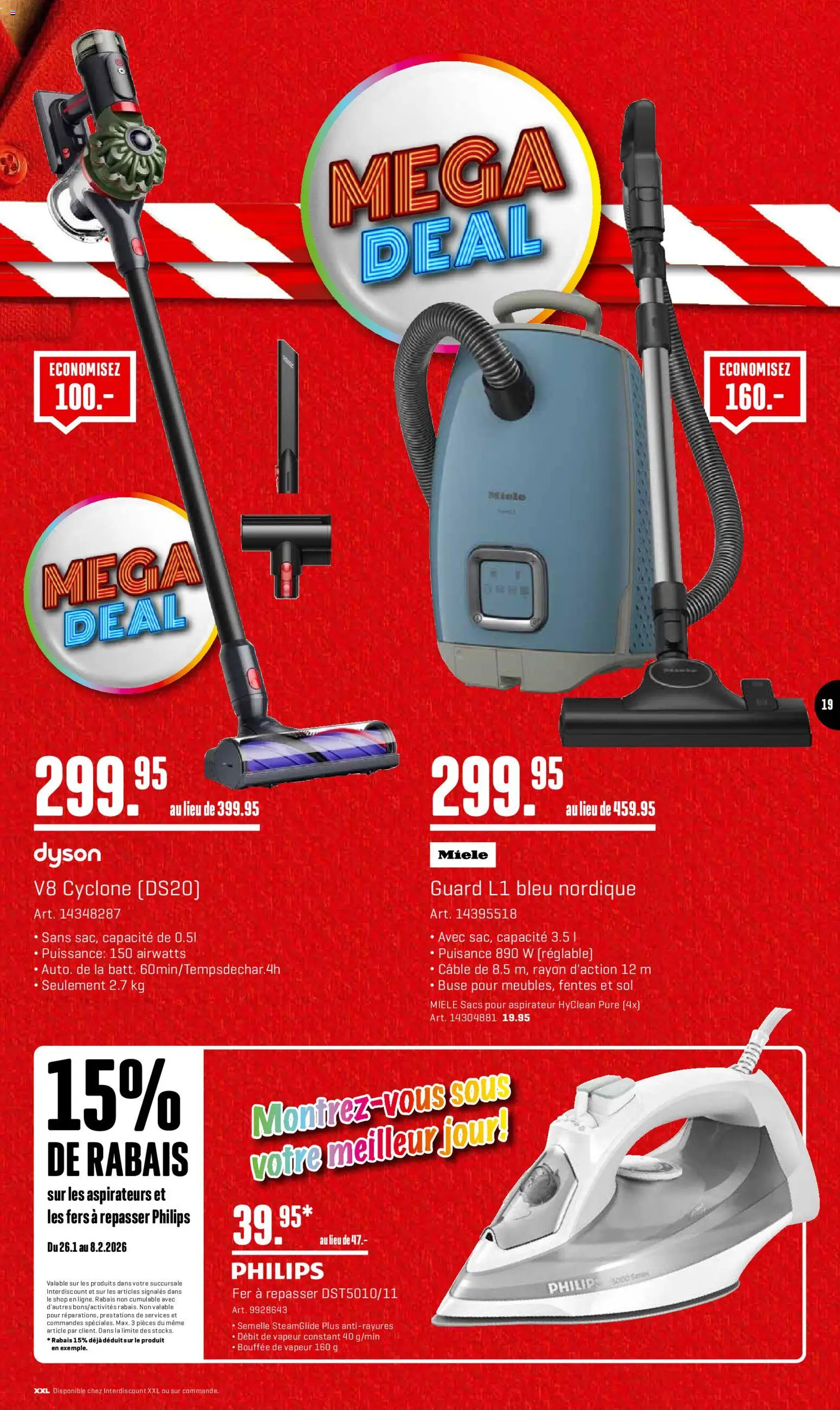 Interdiscount Aktionen FR – gültig ab 26.01.2026 | Seite: 19 | Produkte: Miele, Philips, Dyson