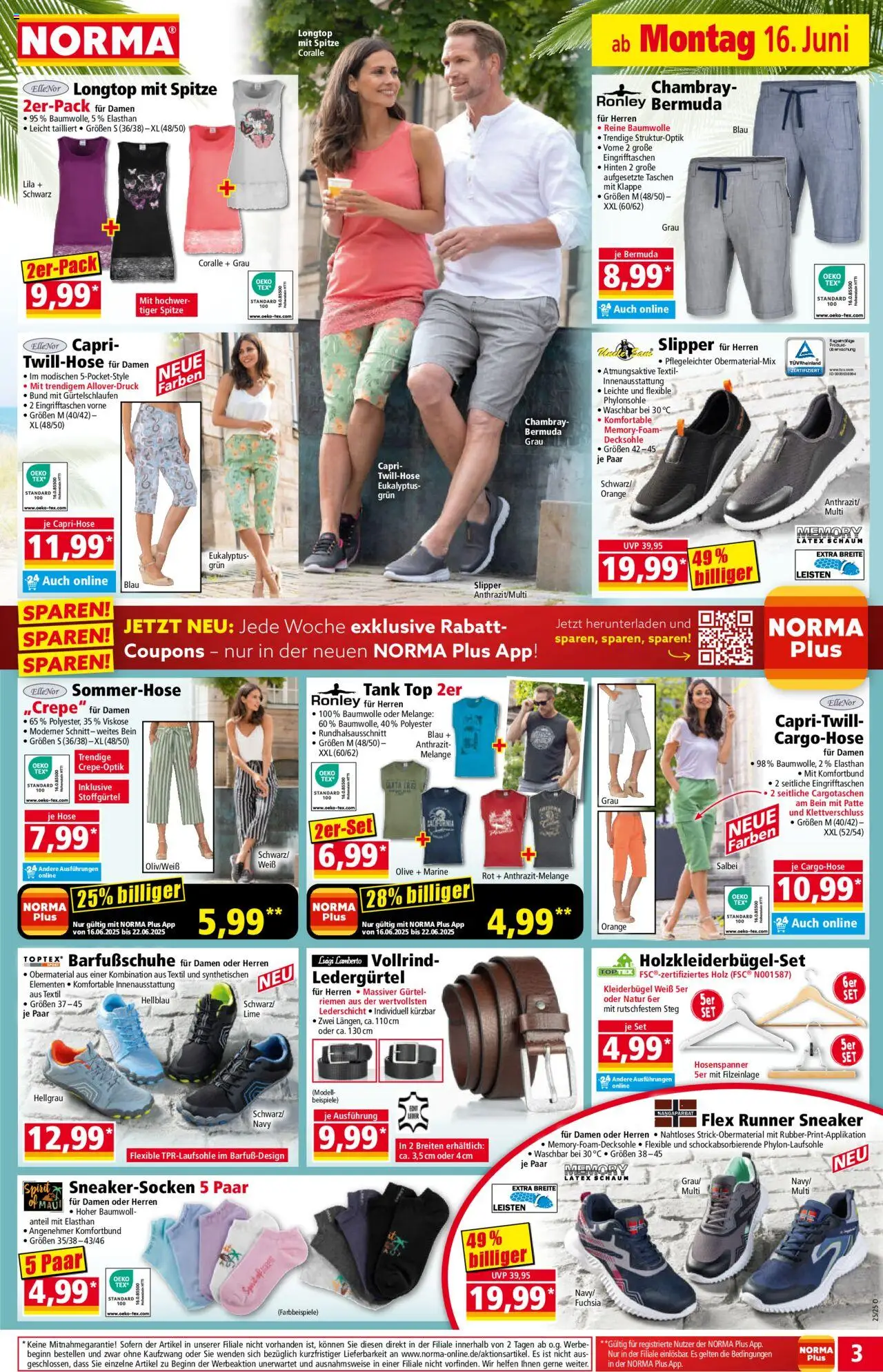 Norma Prospekt 	 - gültig ab dem 16.06.2025 | Seite: 4 | Produkte: Top, Bermuda, Cargohose, Kleiderbügel
