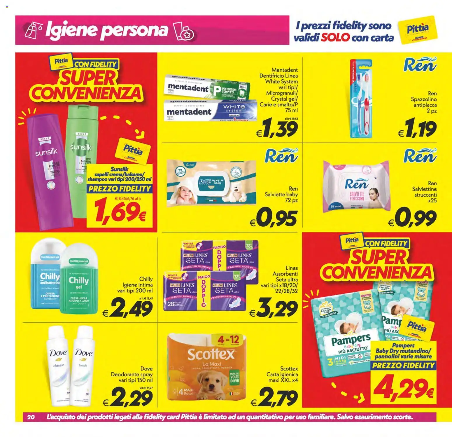 Volantino SuperConveniente del 17.04.2026 | Pagina: 20 | Prodotti: Shampoo, Pannolini, Salviette struccanti, Pampers