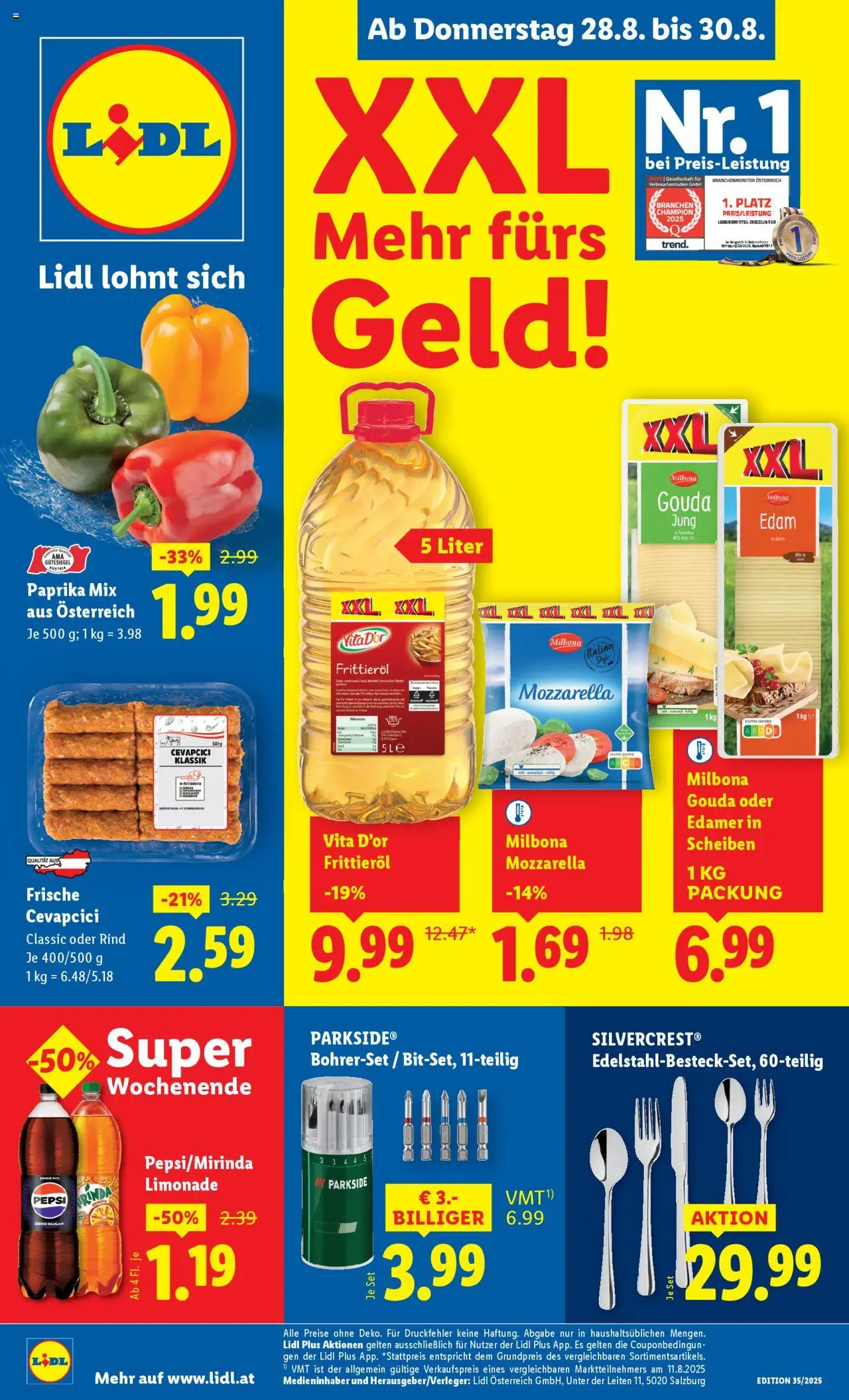 Lidl Flugblatt gültig ab 28.08.2025 | Seite: 1 | Produkte: Huile à frire
