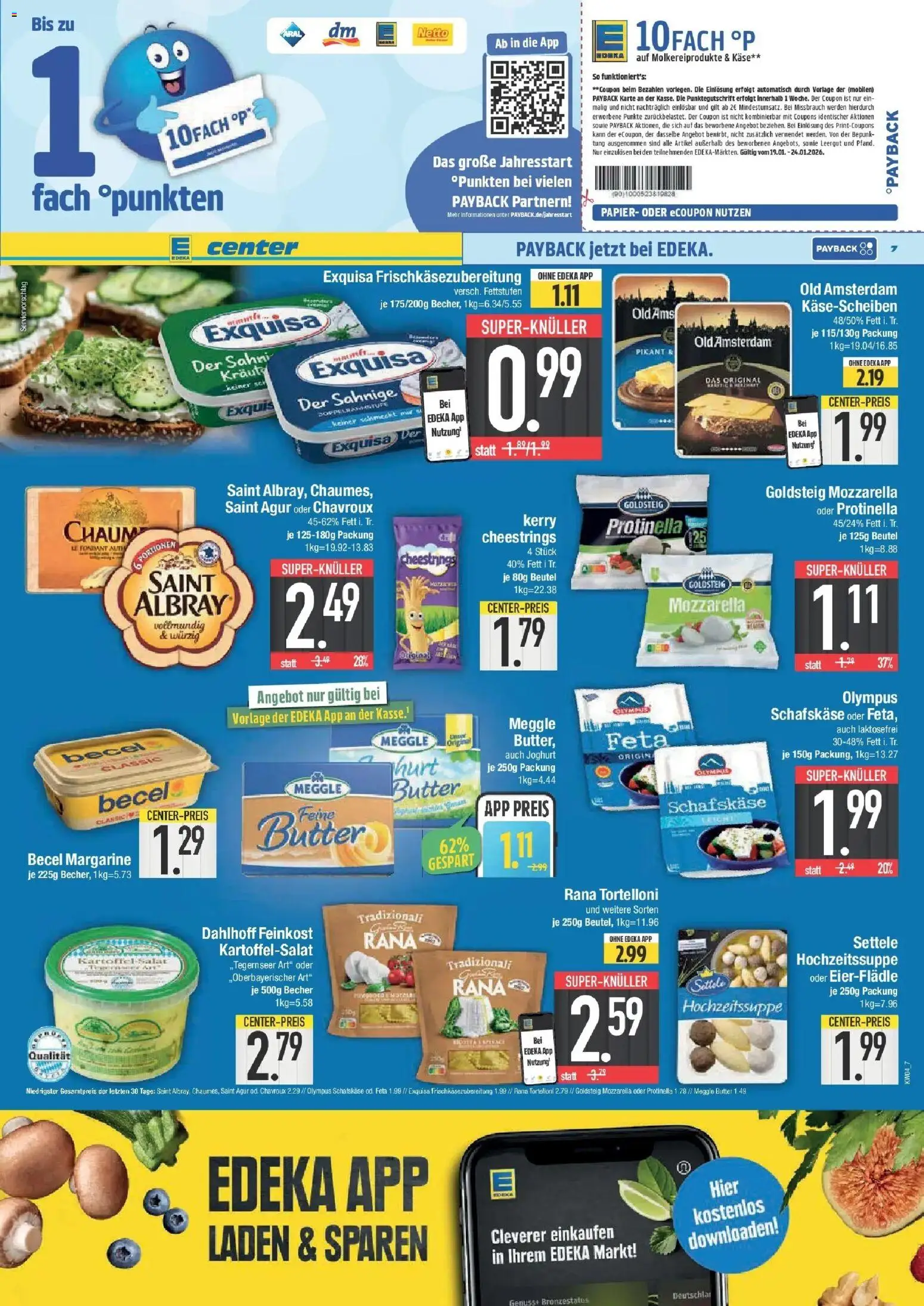 Edeka prospekt Augsburg-Göggingen	 – gültig ab 18.01.2026 | Seite: 7 | Produkte: Butter, Joghurt, Mozzarella, Meggle butter