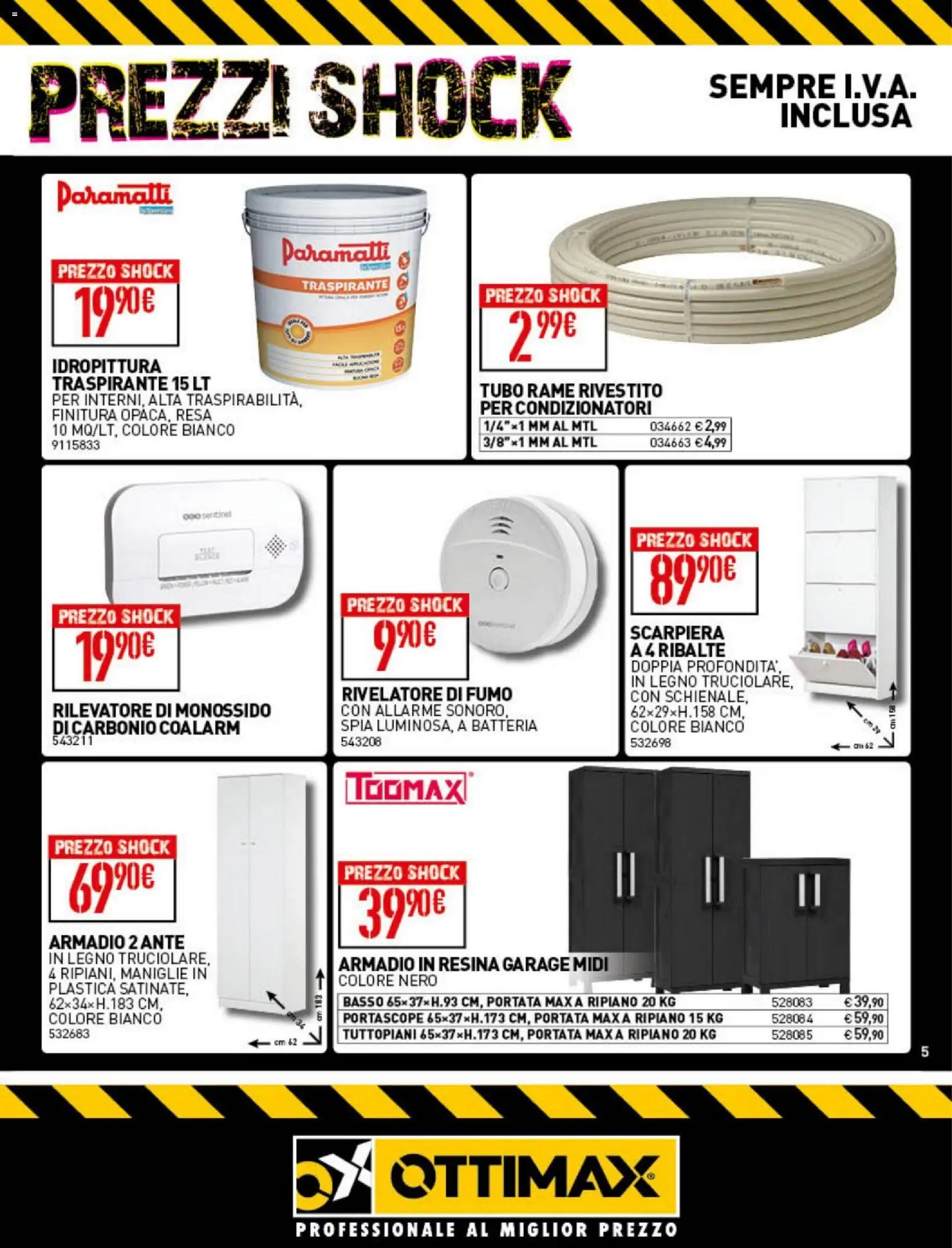 Volantino Ottimax del 15.01.2026 | Pagina: 5 | Prodotti: Ripiano, Scarpiera, Armadio, Batteria