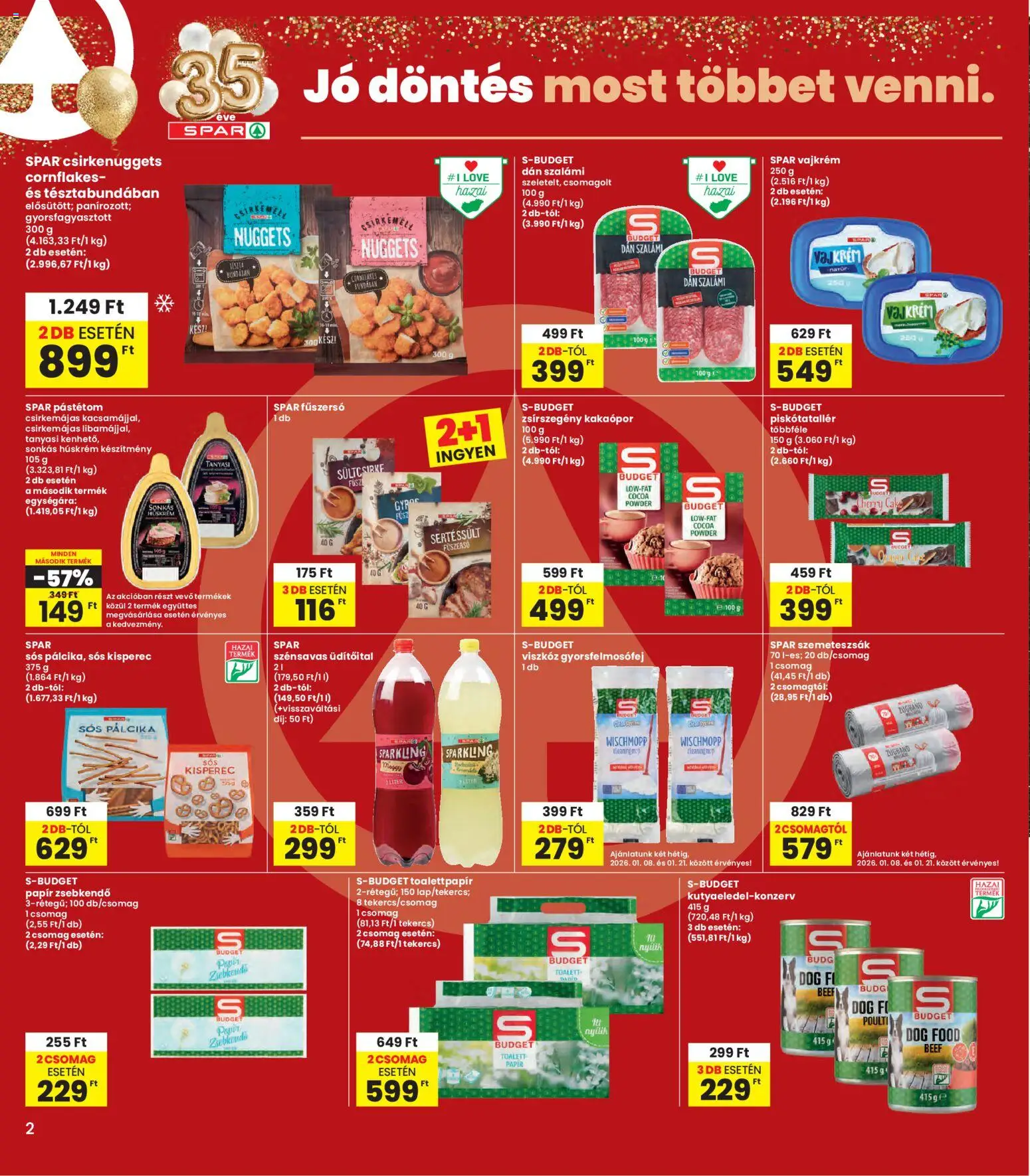 Interspar akciós ujság - amely érvényes a következő dátumtól: 08.01.2026 | Oldal: 2 | Termékek: Szemeteszsák, Vajkrém, Kakaópor, Csirkemell